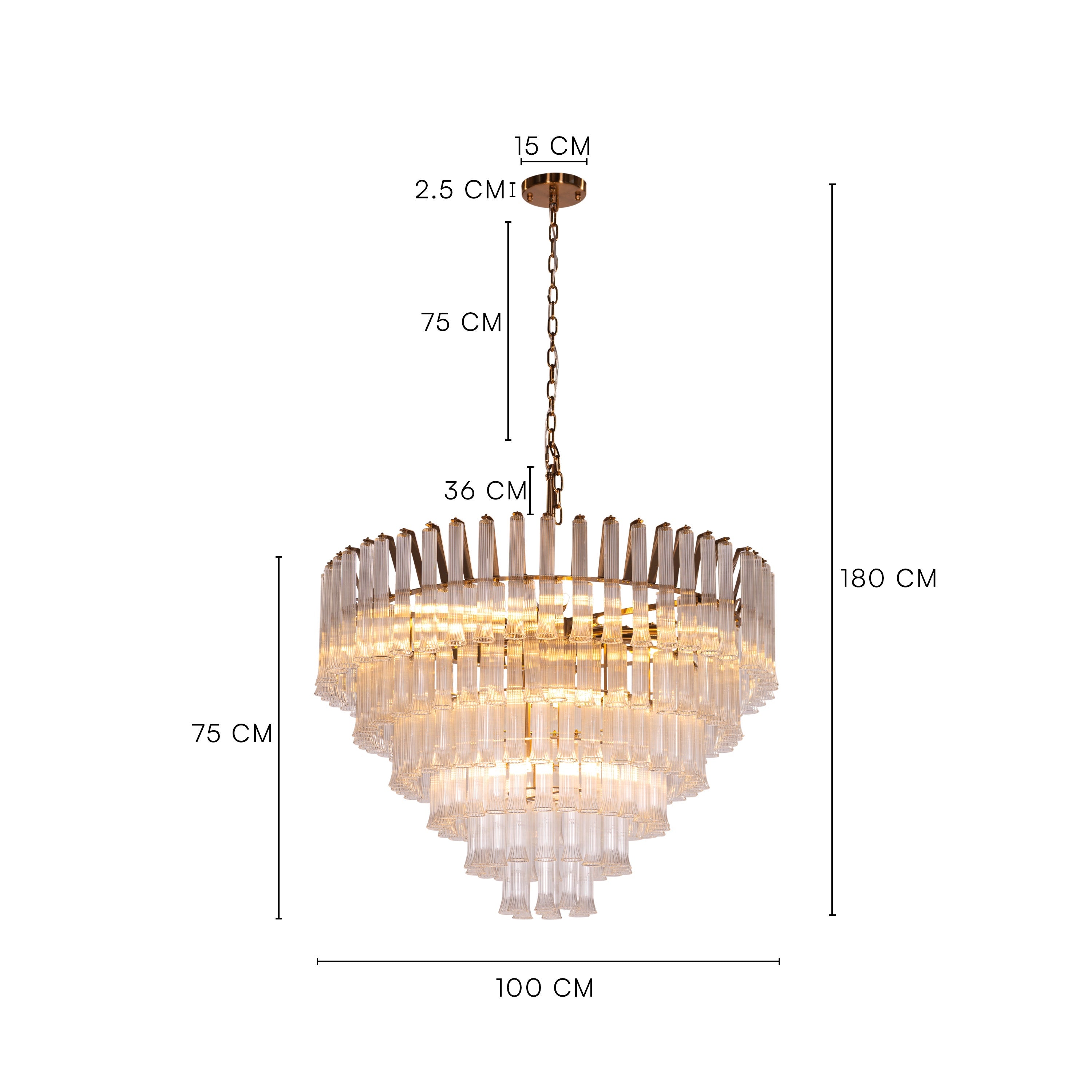 Lived It Twice (Gold) Clear Glass Chandelier