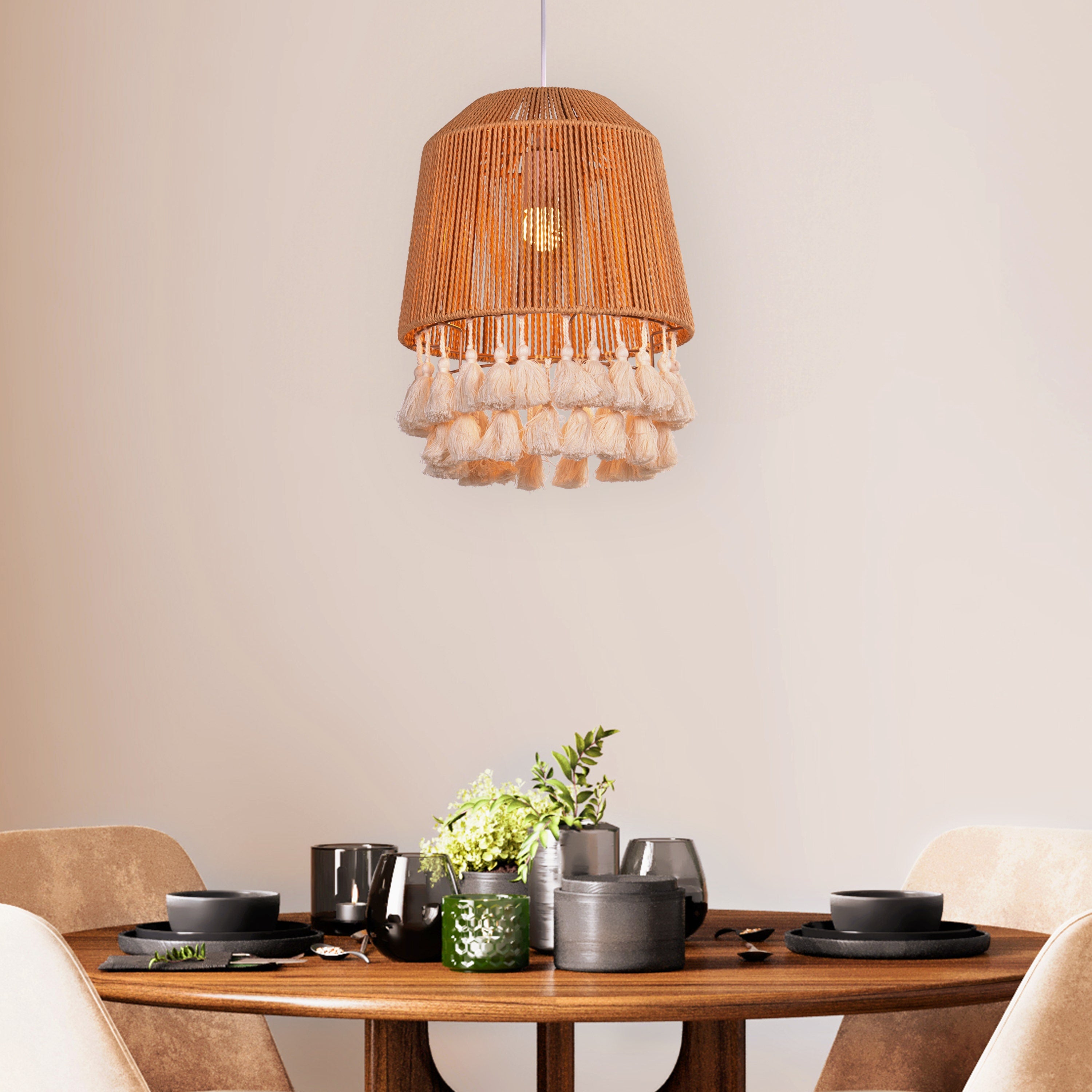 Boho Babe (Brown) Rattan Pendant Light