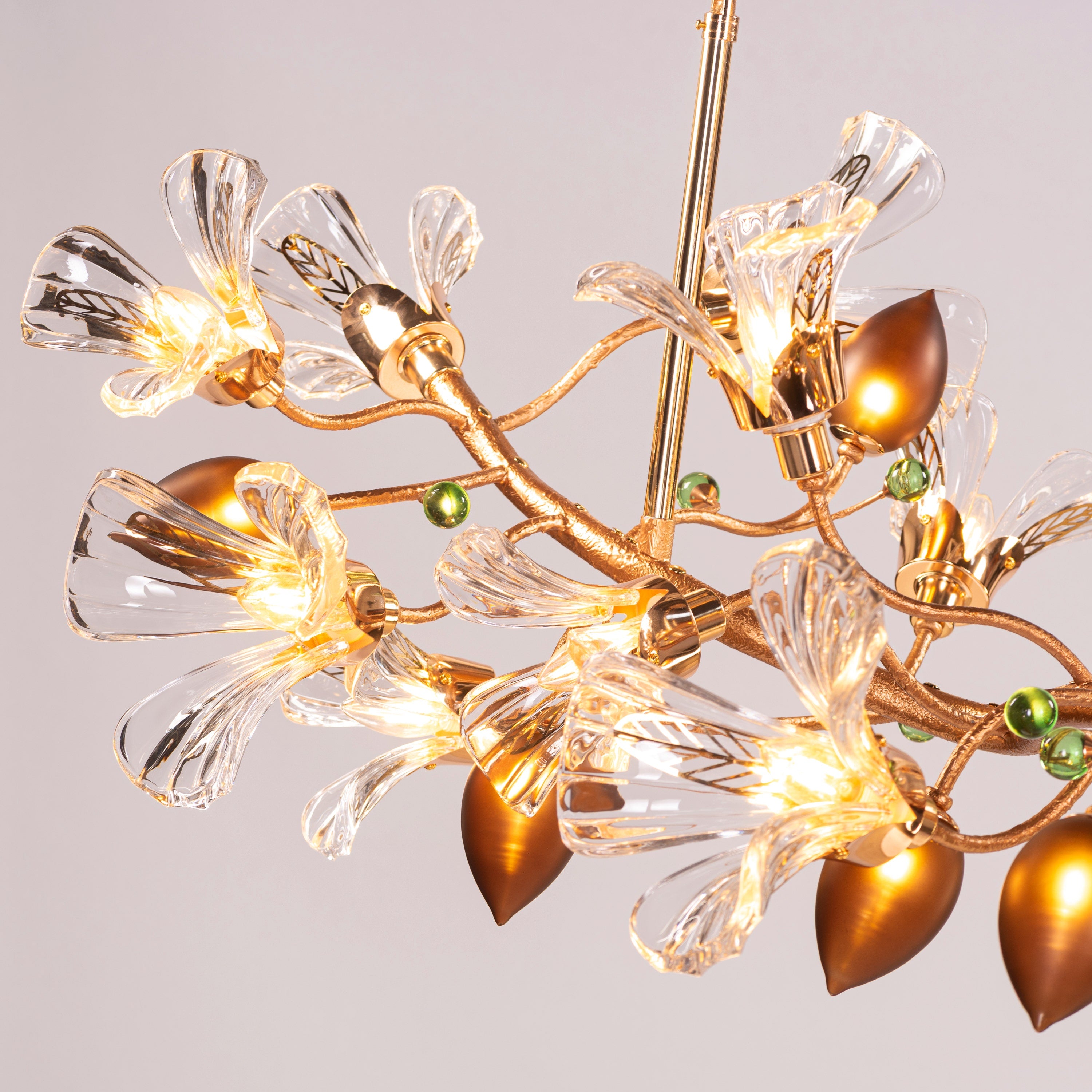 Harubana Splash (Large, Rose Gold, Clear & Amber) Textured Glass Chandelier
