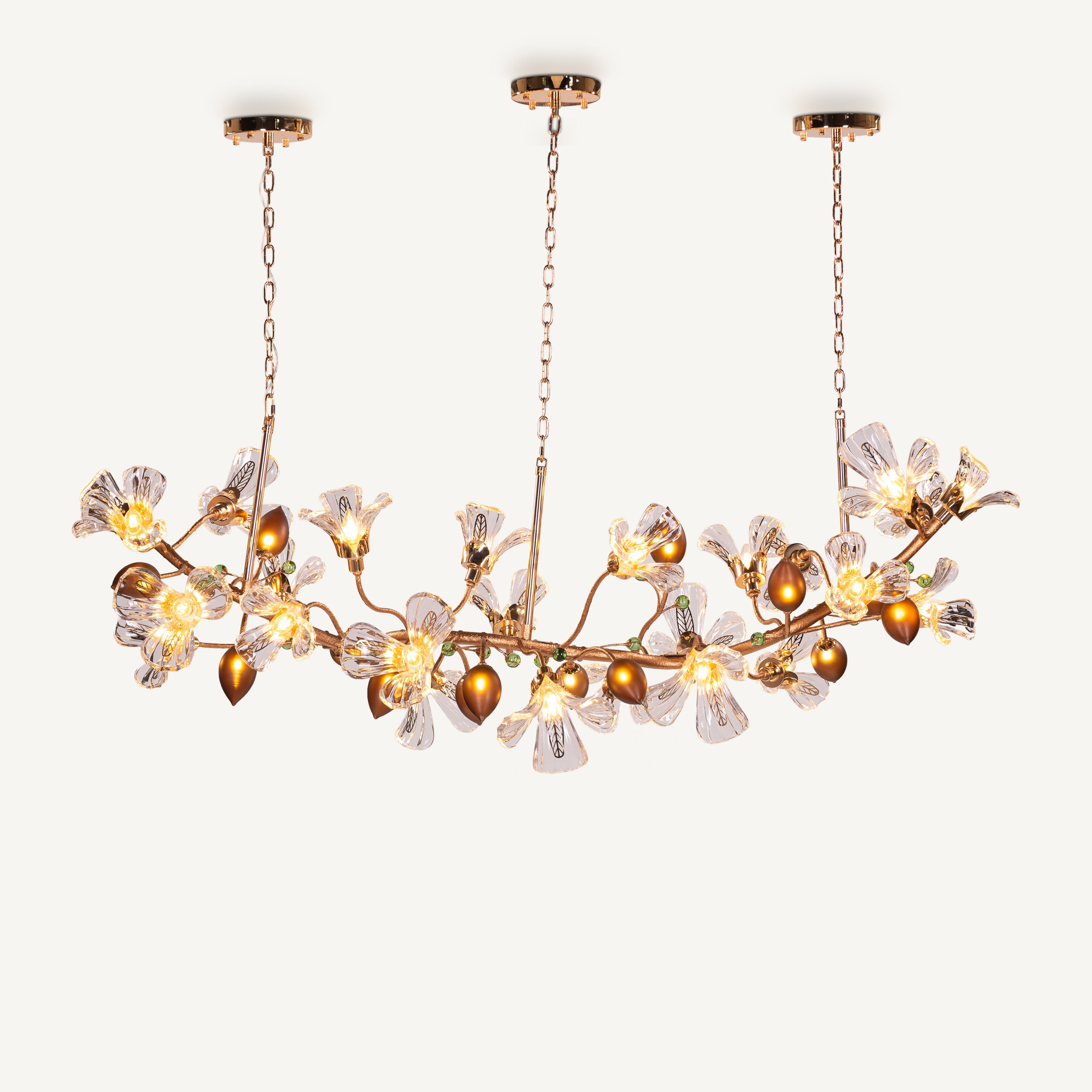 Harubana Splash (Large, Rose Gold, Clear & Amber) Textured Glass Chandelier