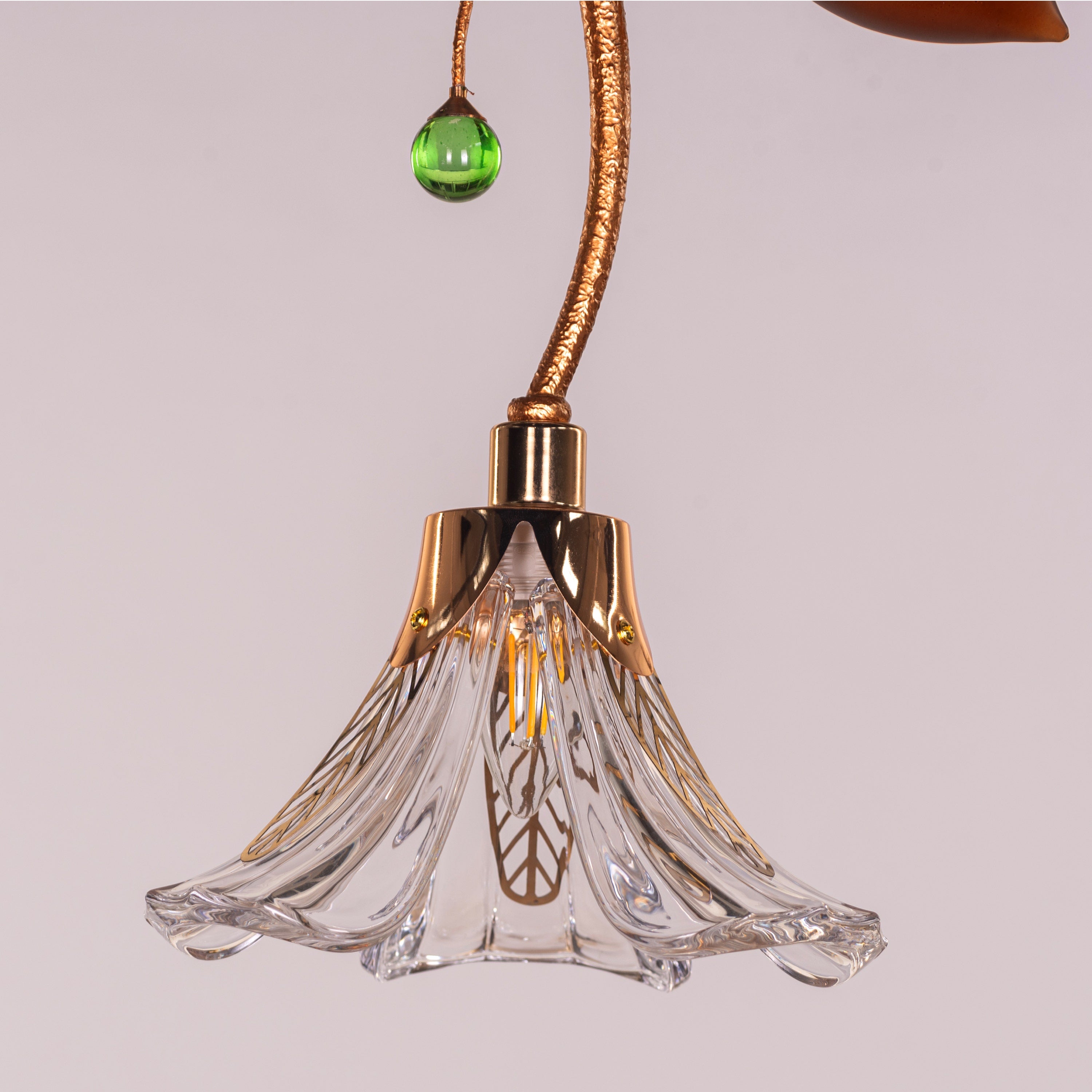 Harubana Bloom (Rose Gold, Clear Amber) Textured Glass Pendant Light