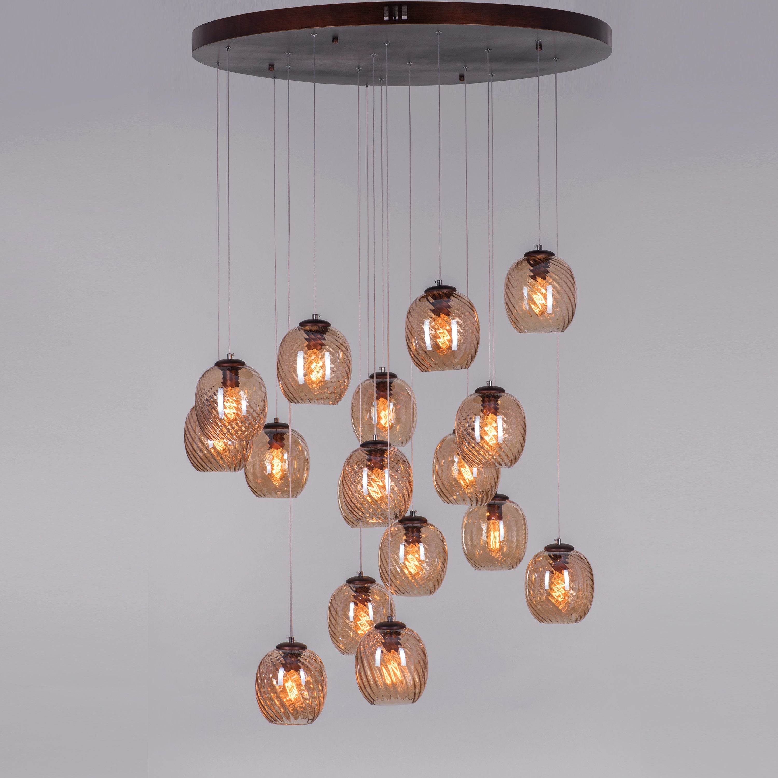 Thousand Stars (Large, Amber) Cut Glass Double Height Chandelier