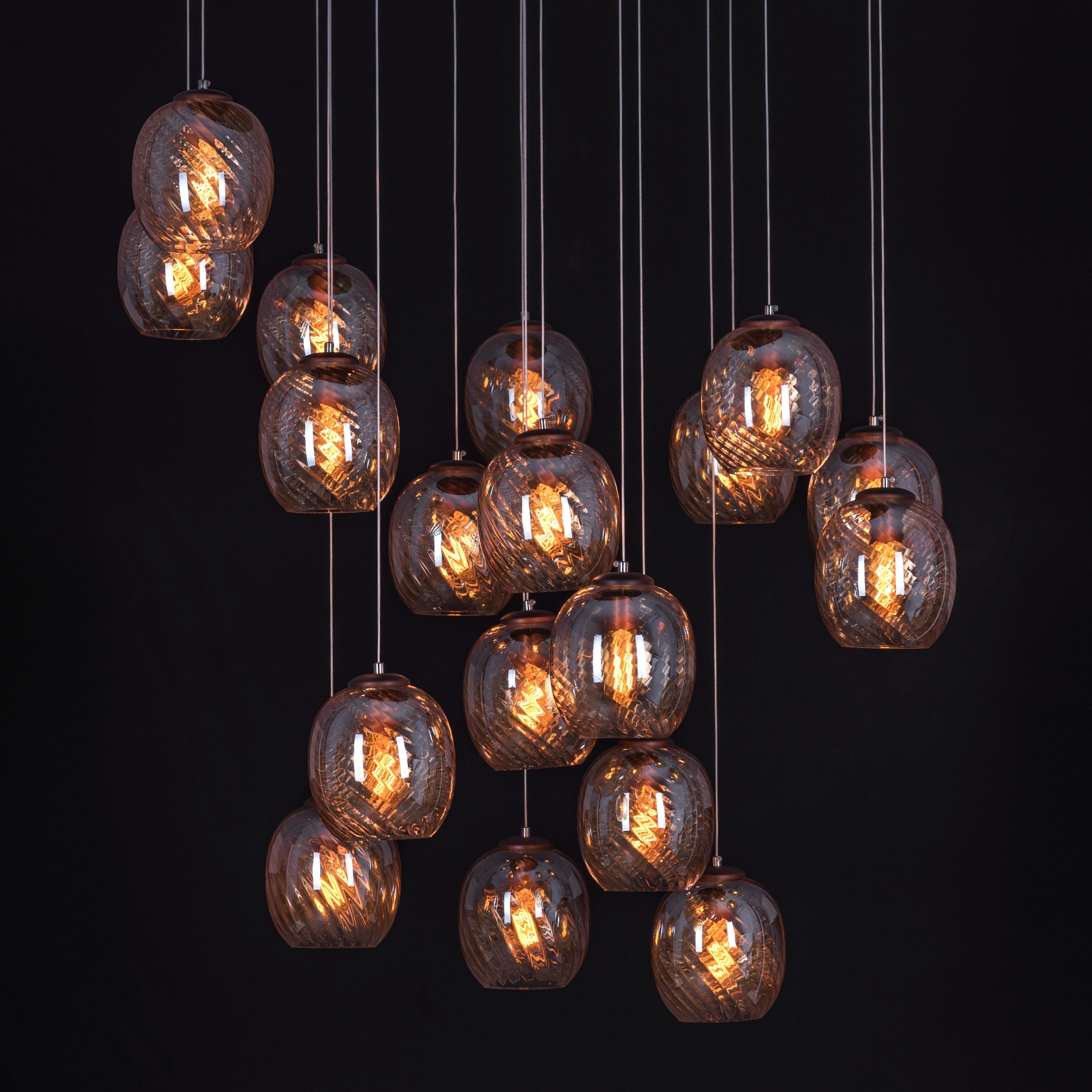 Thousand Stars (Large, Amber) Cut Glass Double Height Chandelier