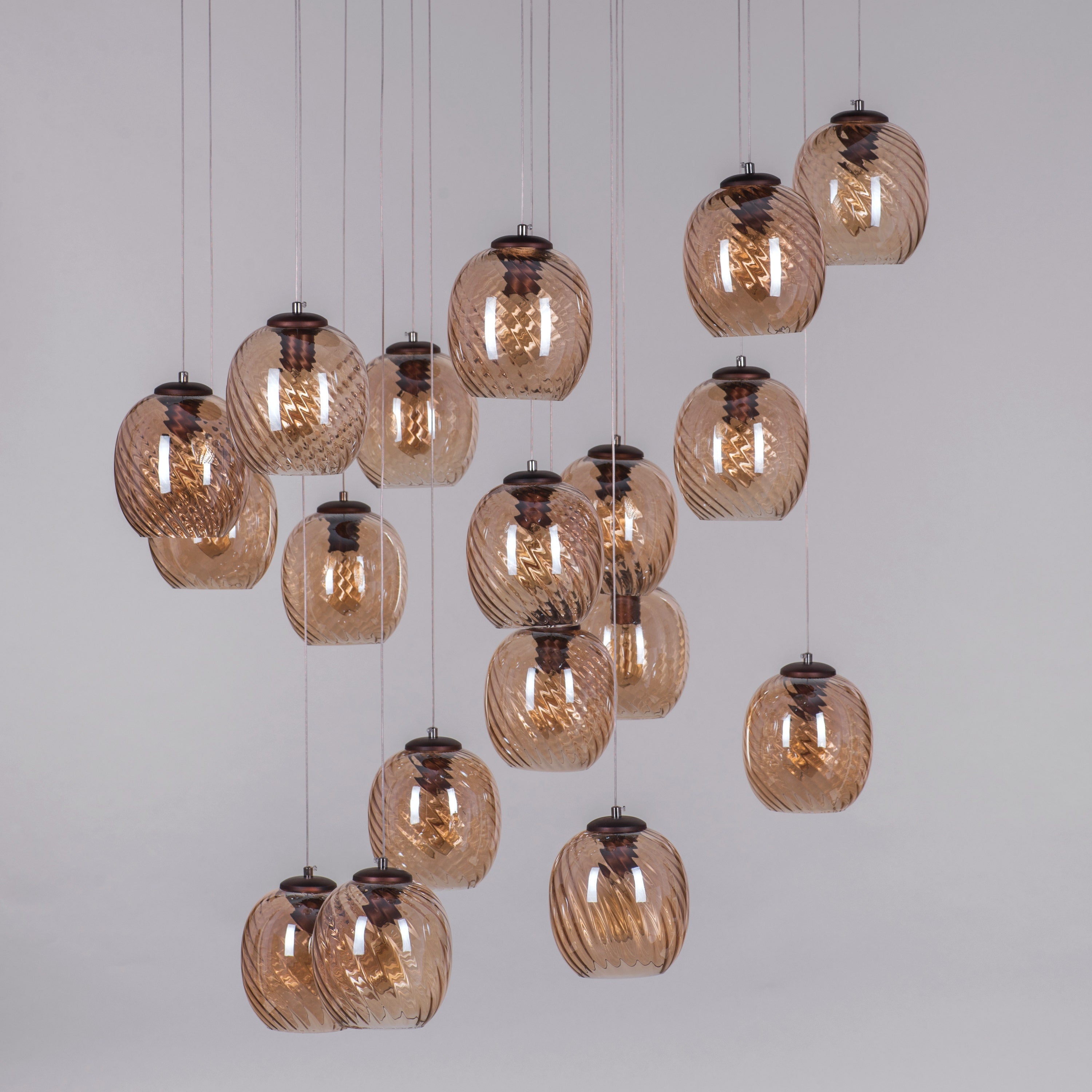 Thousand Stars (Large, Amber) Cut Glass Double Height Chandelier