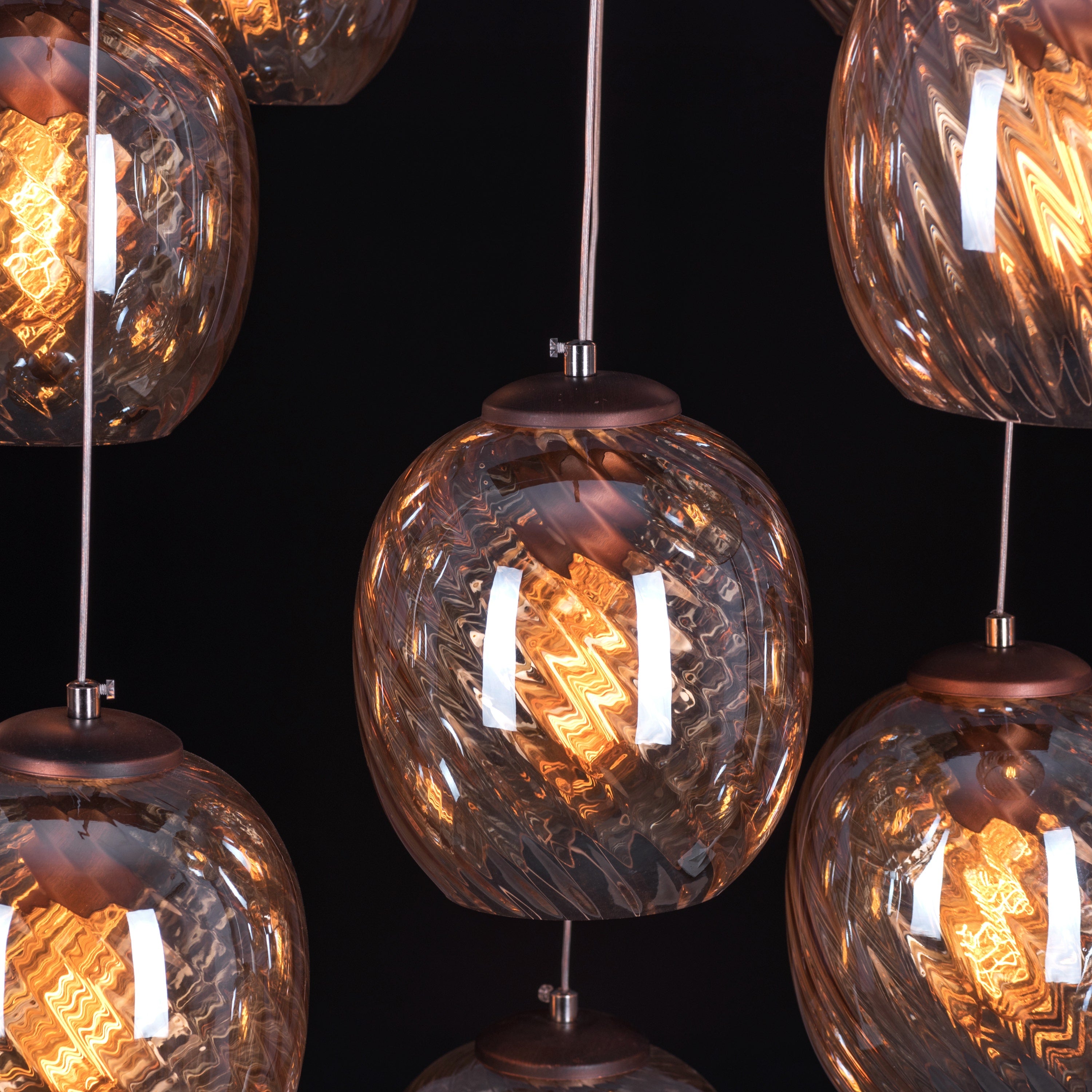 Thousand Stars (Large, Amber) Cut Glass Double Height Chandelier