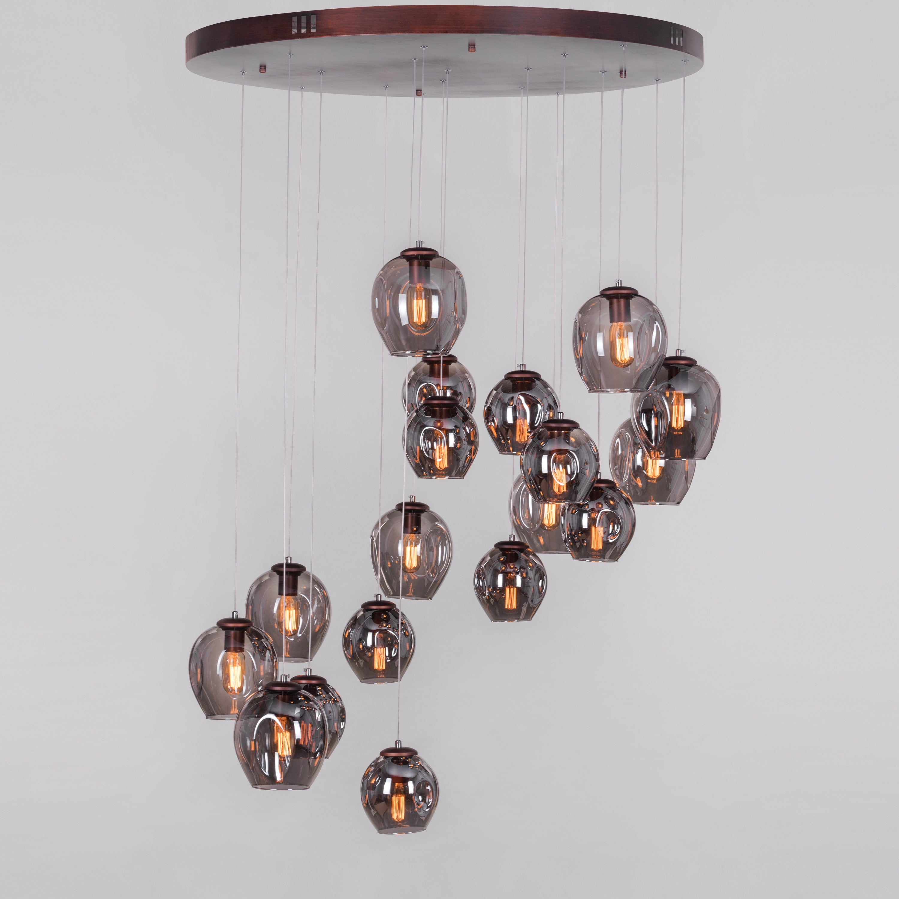 Thousand Stars (Large, Smokey Grey) Clear Glass Double Height Chandelier