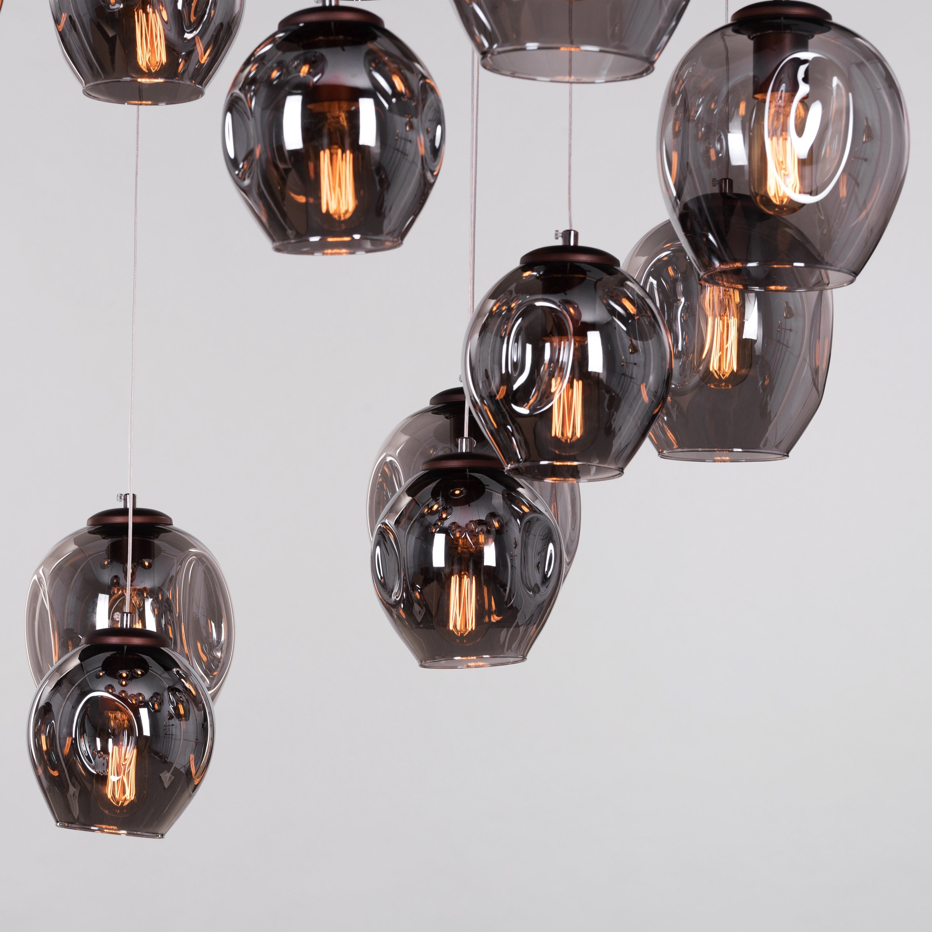 Thousand Stars (Large, Smokey Grey) Clear Glass Double Height Chandelier