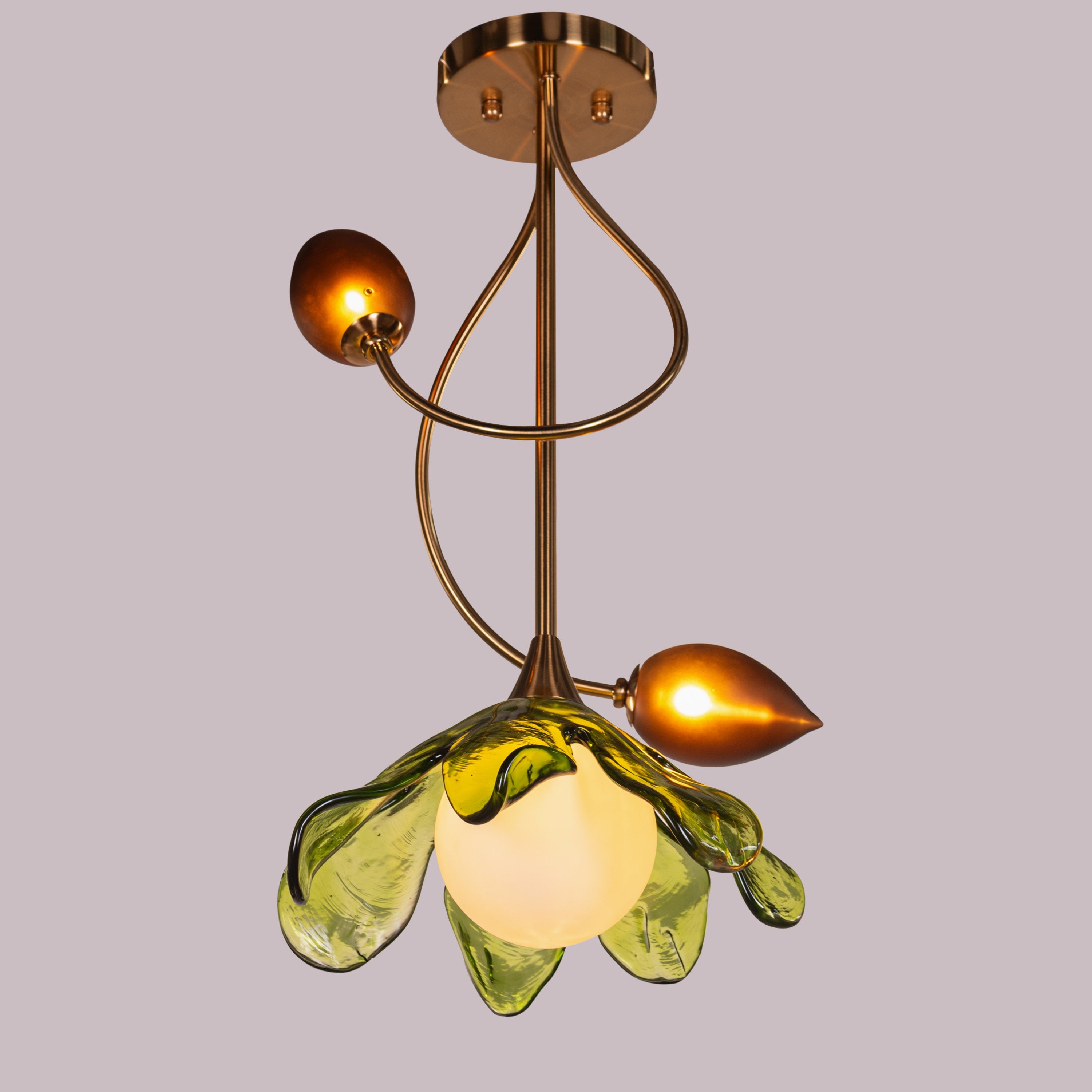Midori Bloom (Gold, Green & Amber) Tinted Glass Pendant Light