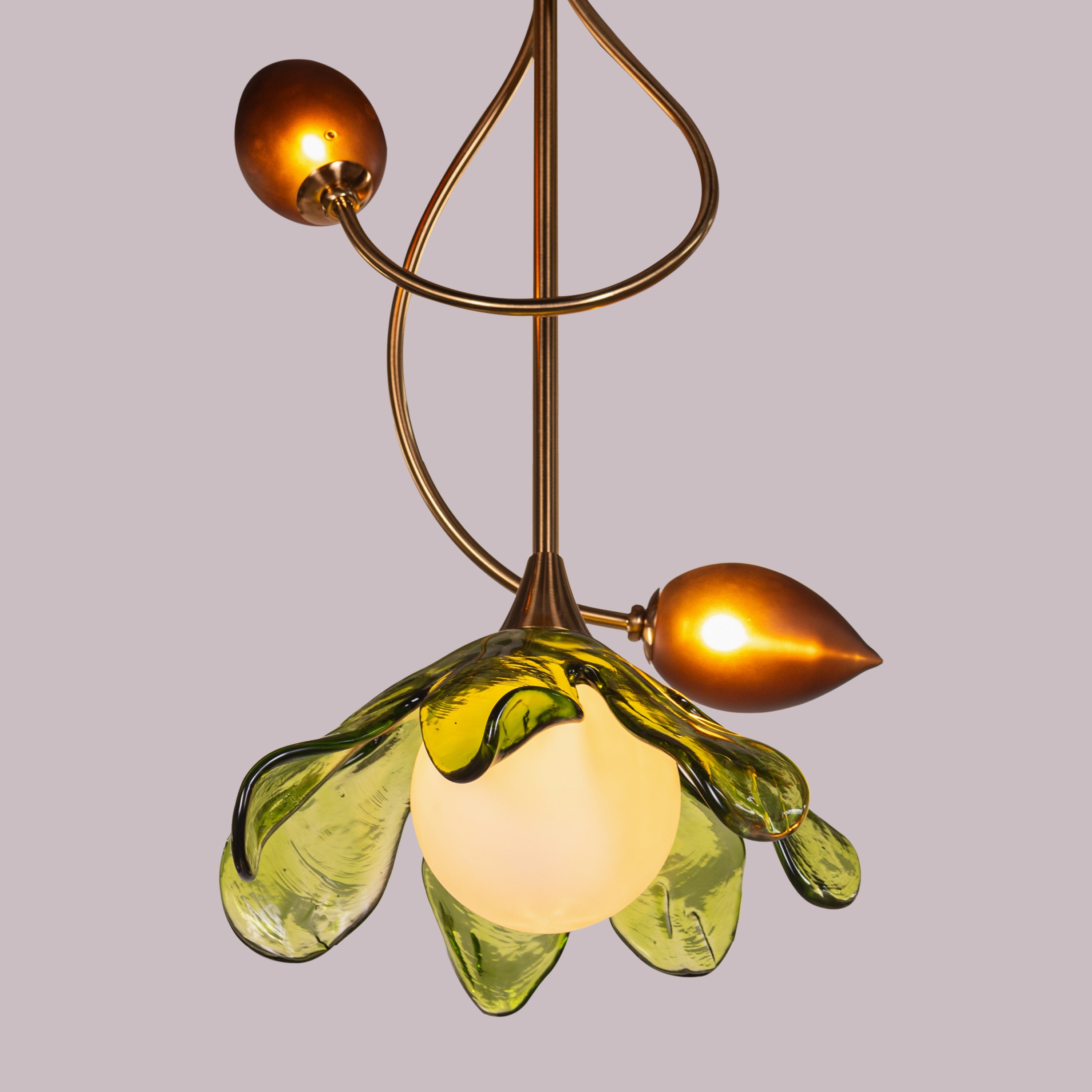 Midori Bloom (Gold, Green & Amber) Tinted Glass Pendant Light