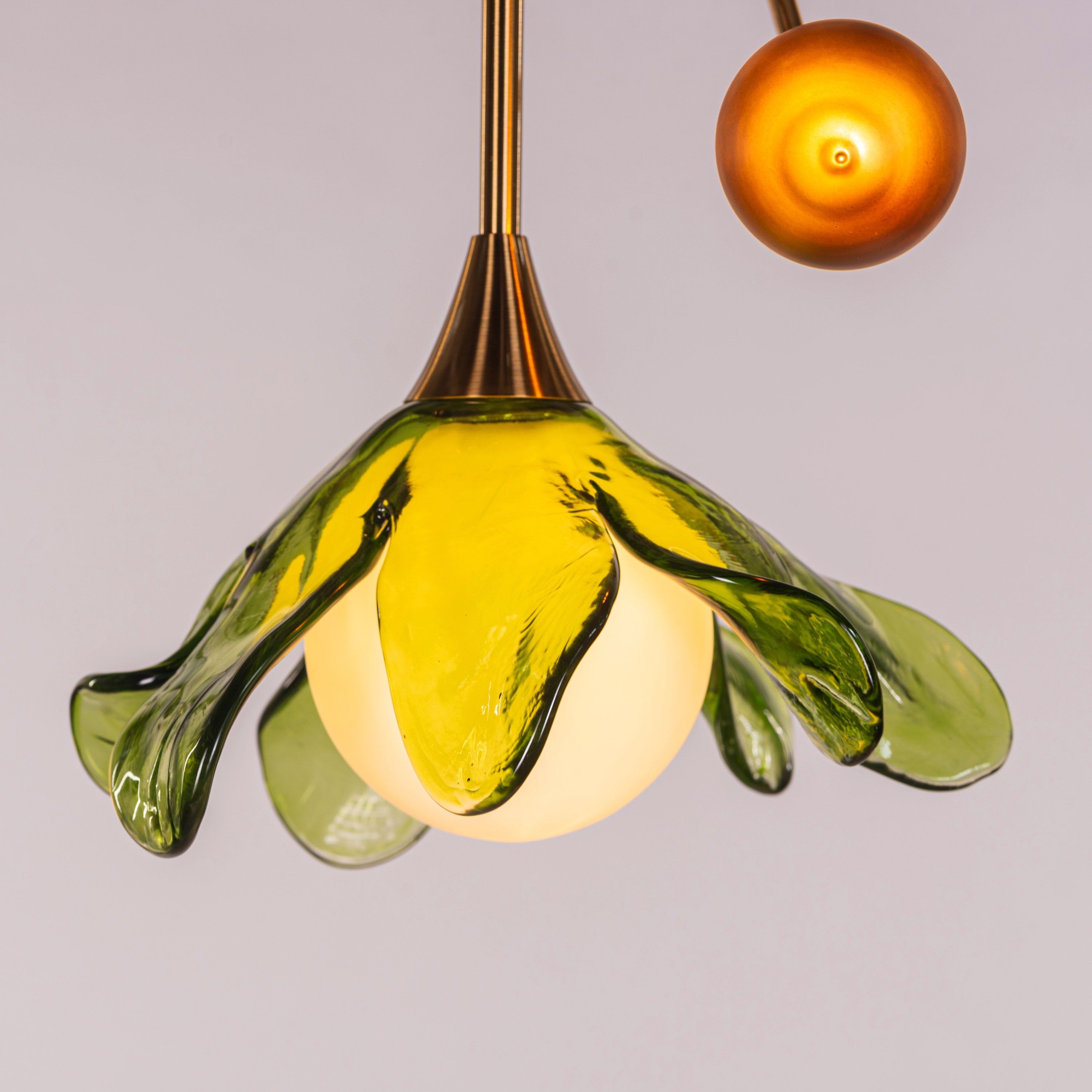 Midori Bloom (Gold, Green & Amber) Tinted Glass Pendant Light