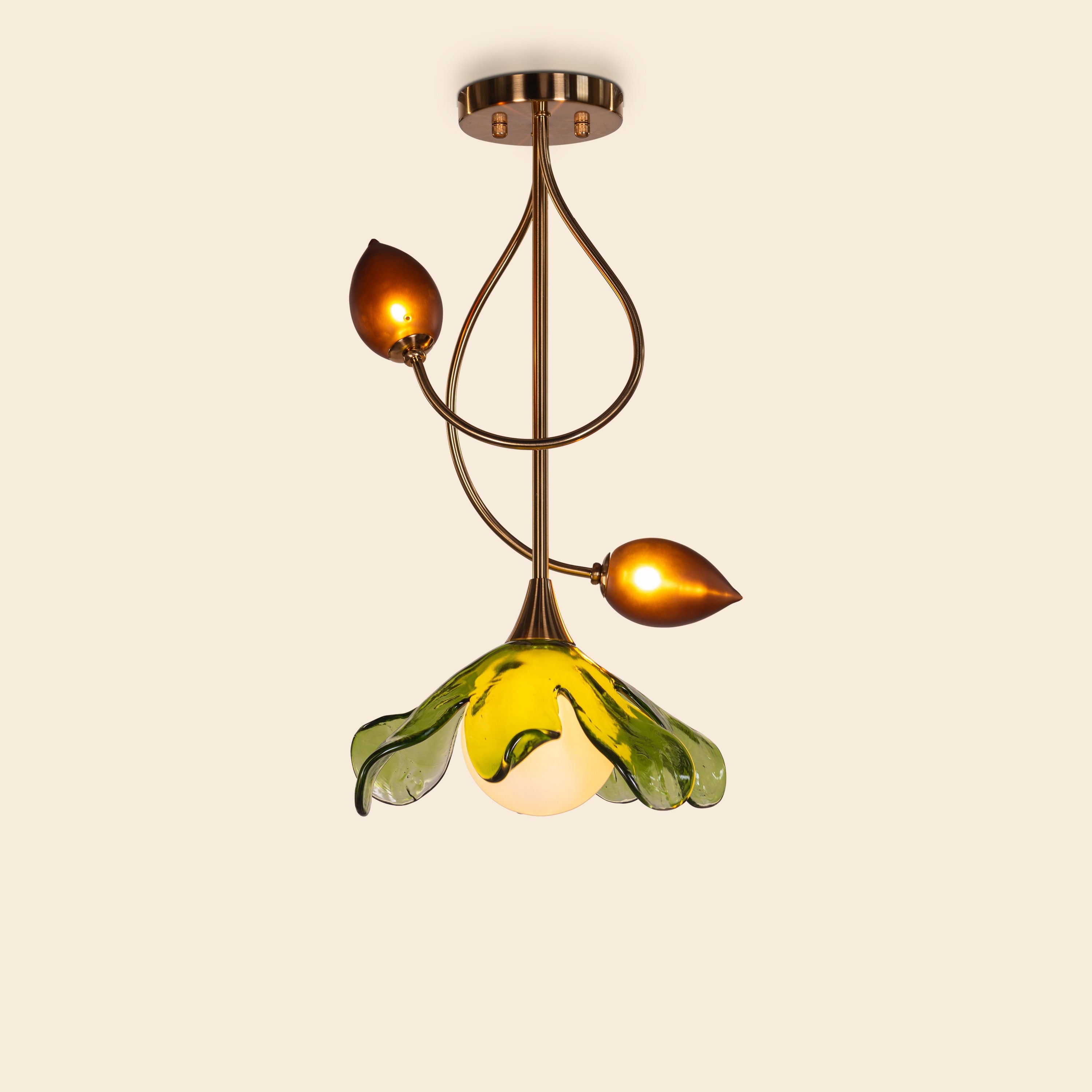 Midori Bloom (Gold, Green & Amber) Tinted Glass Pendant Light