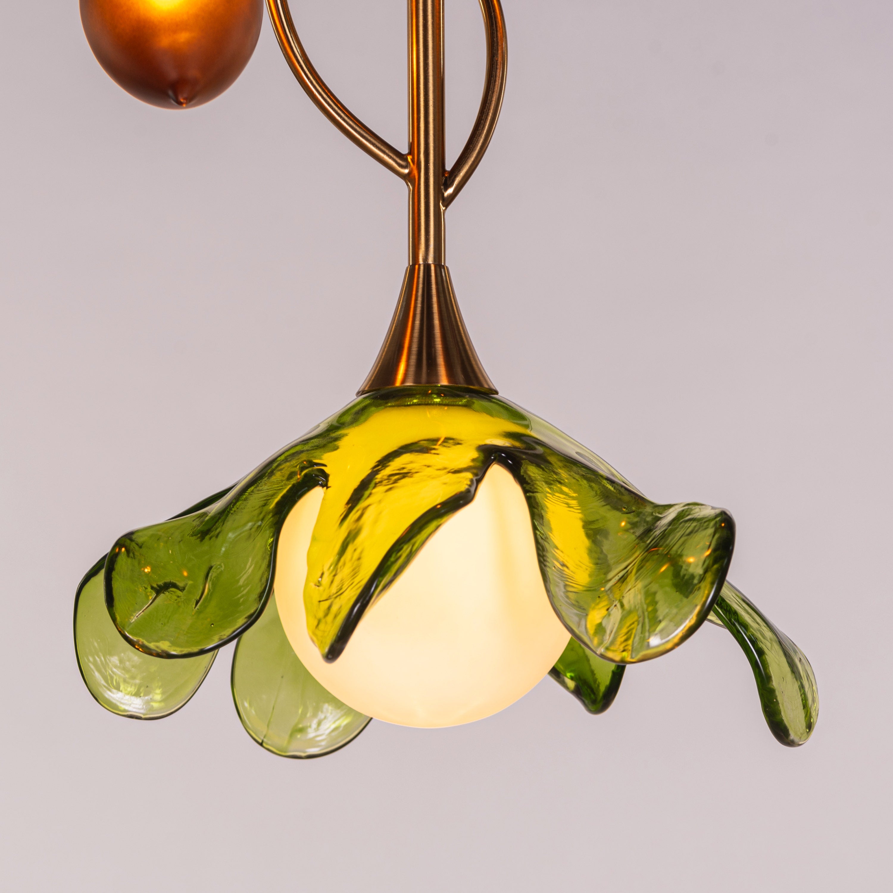 Midori Blossom (Gold, Green & Amber) Tinted Glass Pendant Light