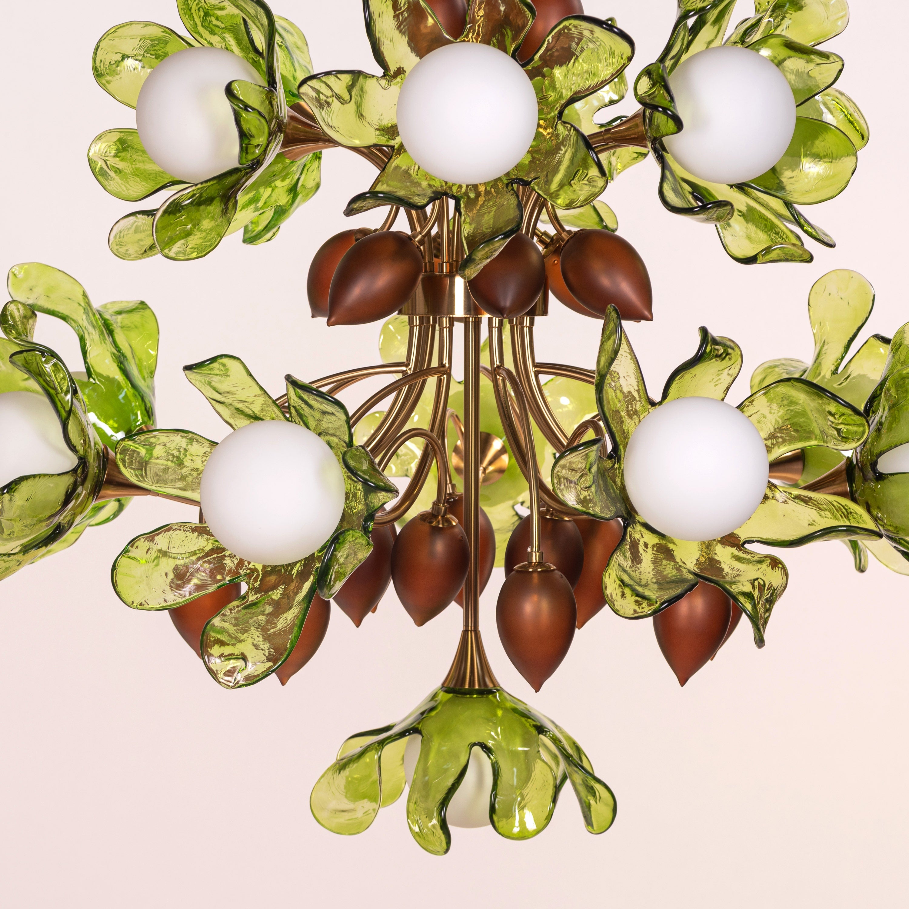 Midori Bouquet (Gold, Green & Amber) Tinted Glass Chandelier