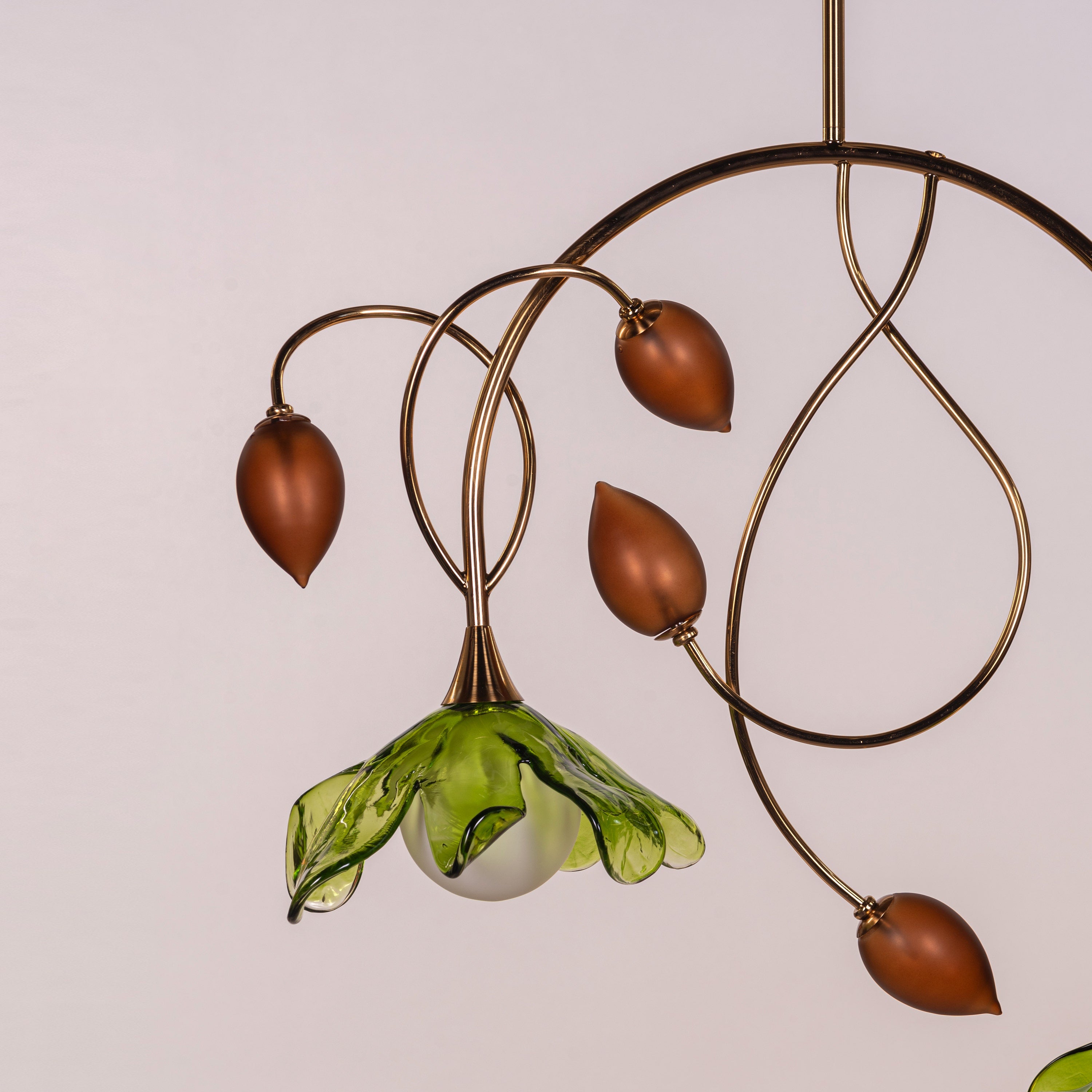 Midori Meadow (Gold, Green & Amber) Tinted Glass Chandelier