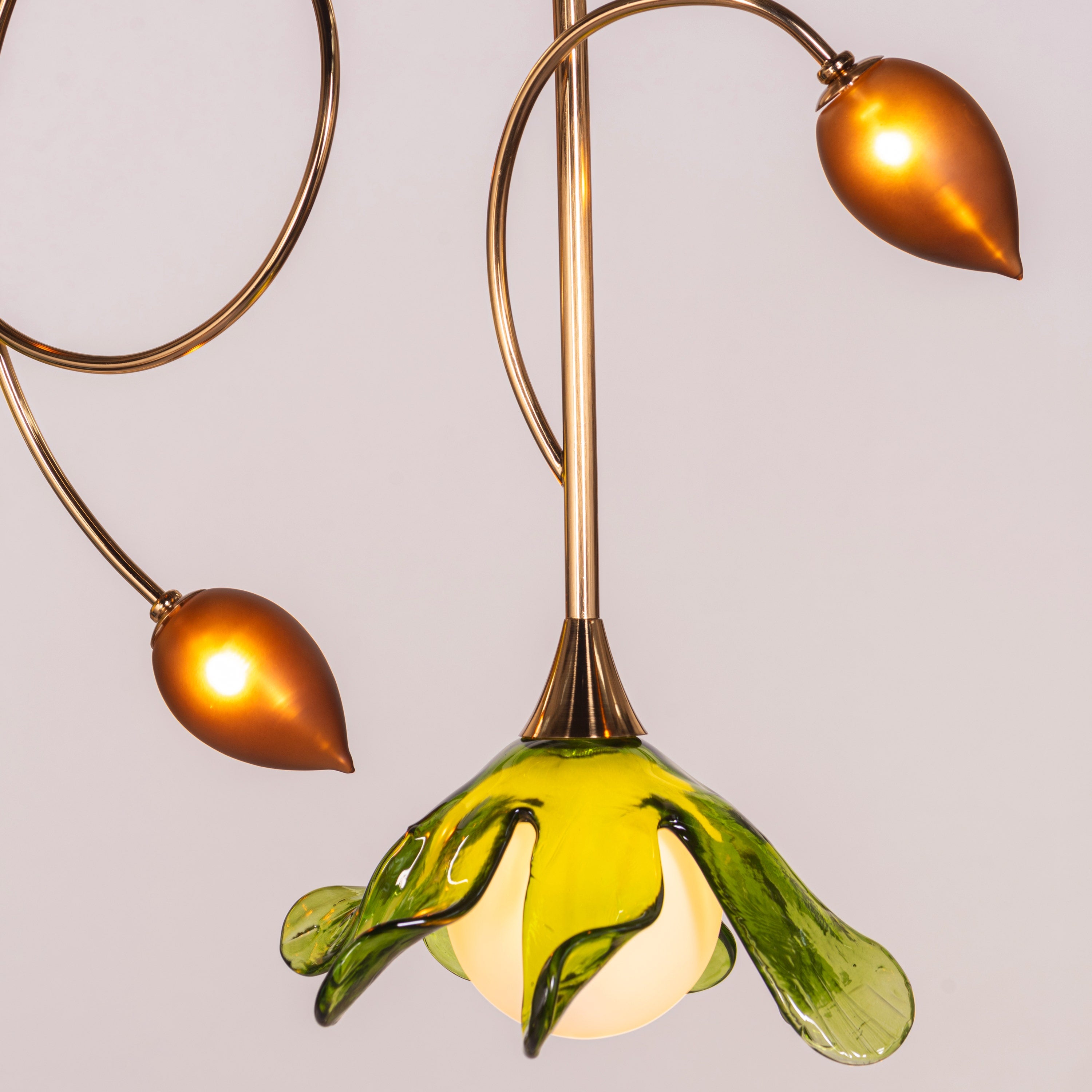 Midori Meadow (Gold, Green & Amber) Tinted Glass Chandelier