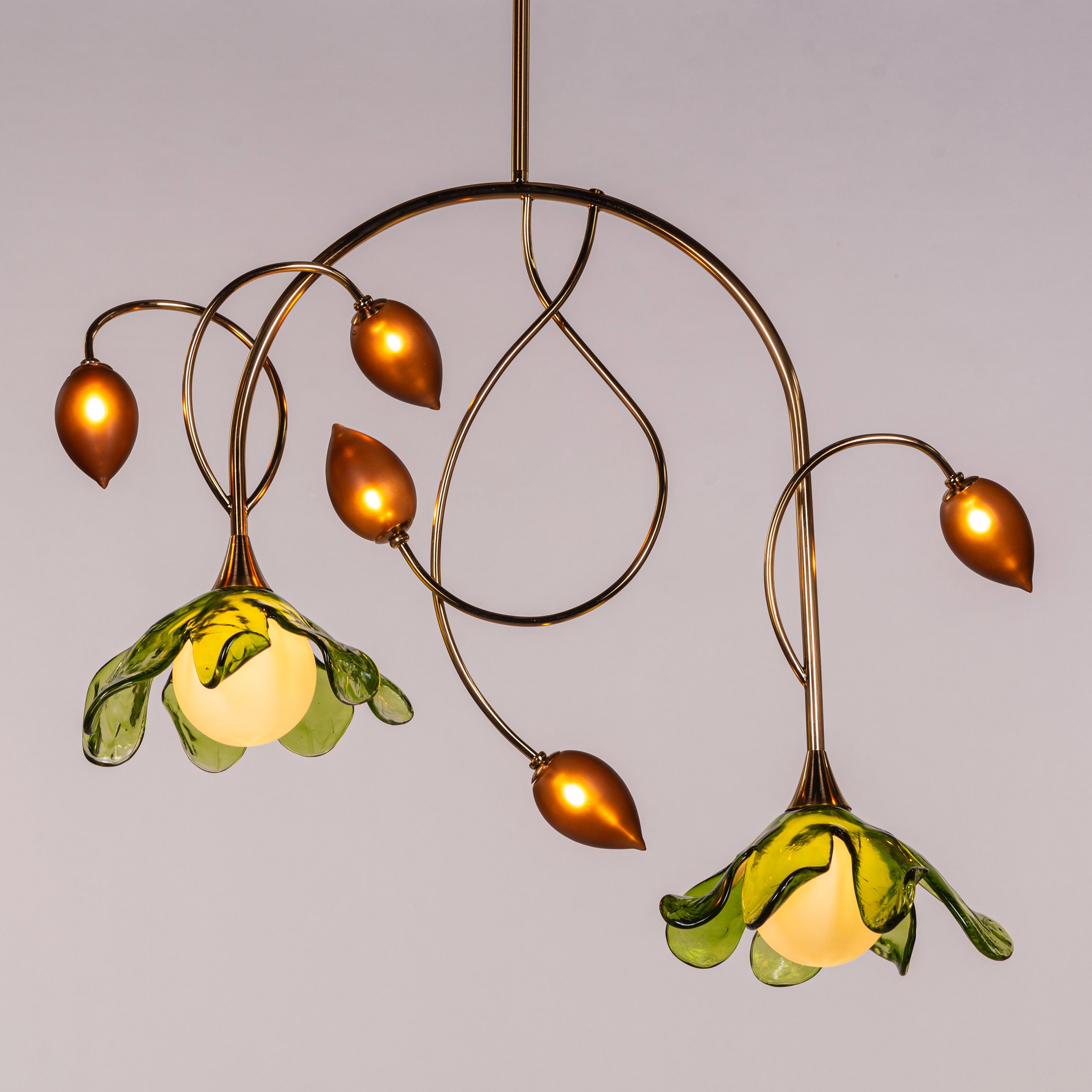 Midori Meadow (Gold, Green & Amber) Tinted Glass Chandelier