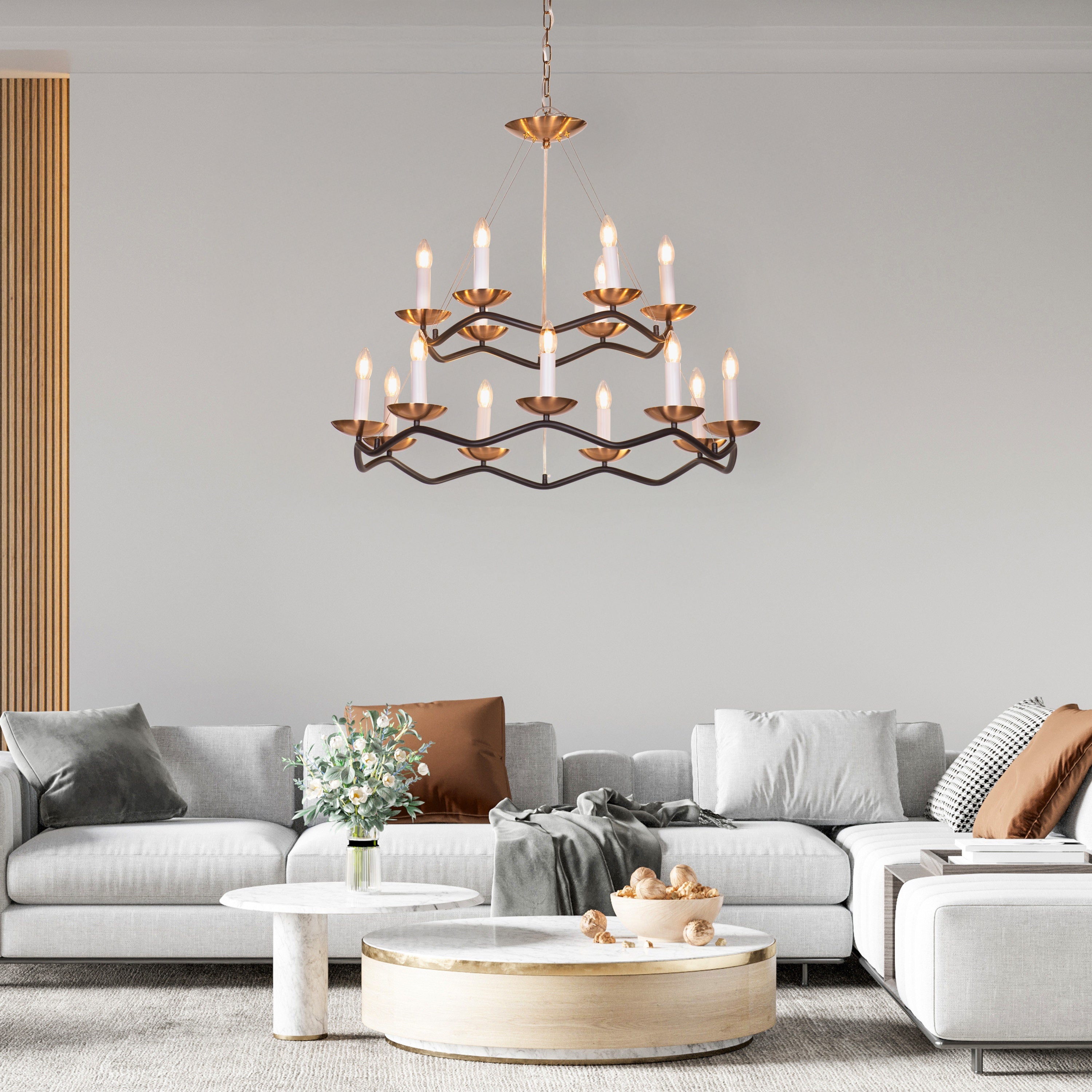 Win Without Trying (Large, Black, Gold) Chandelier