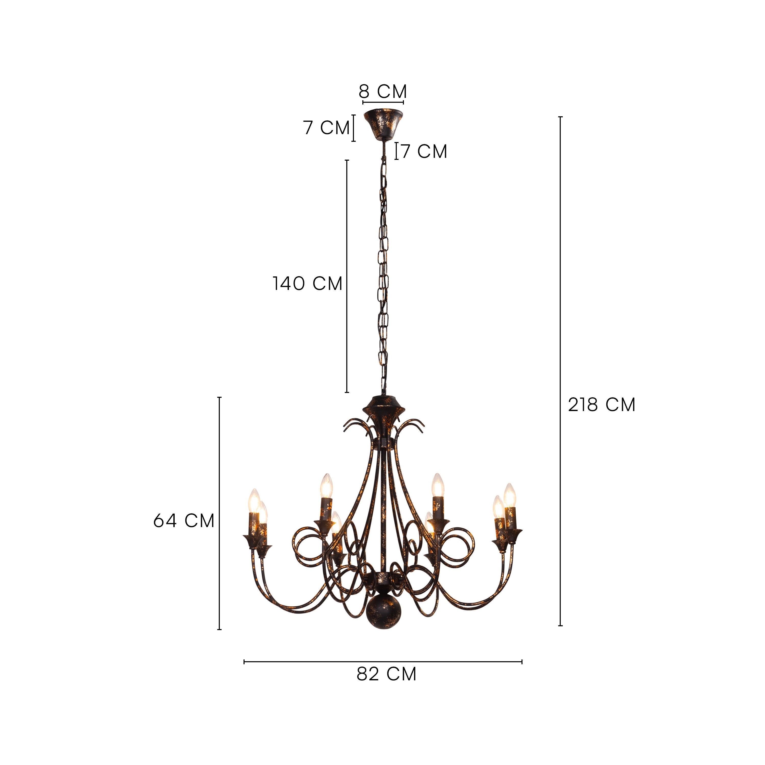 Ruins Of Us (Large, Black, Antique Gold) Chandelier