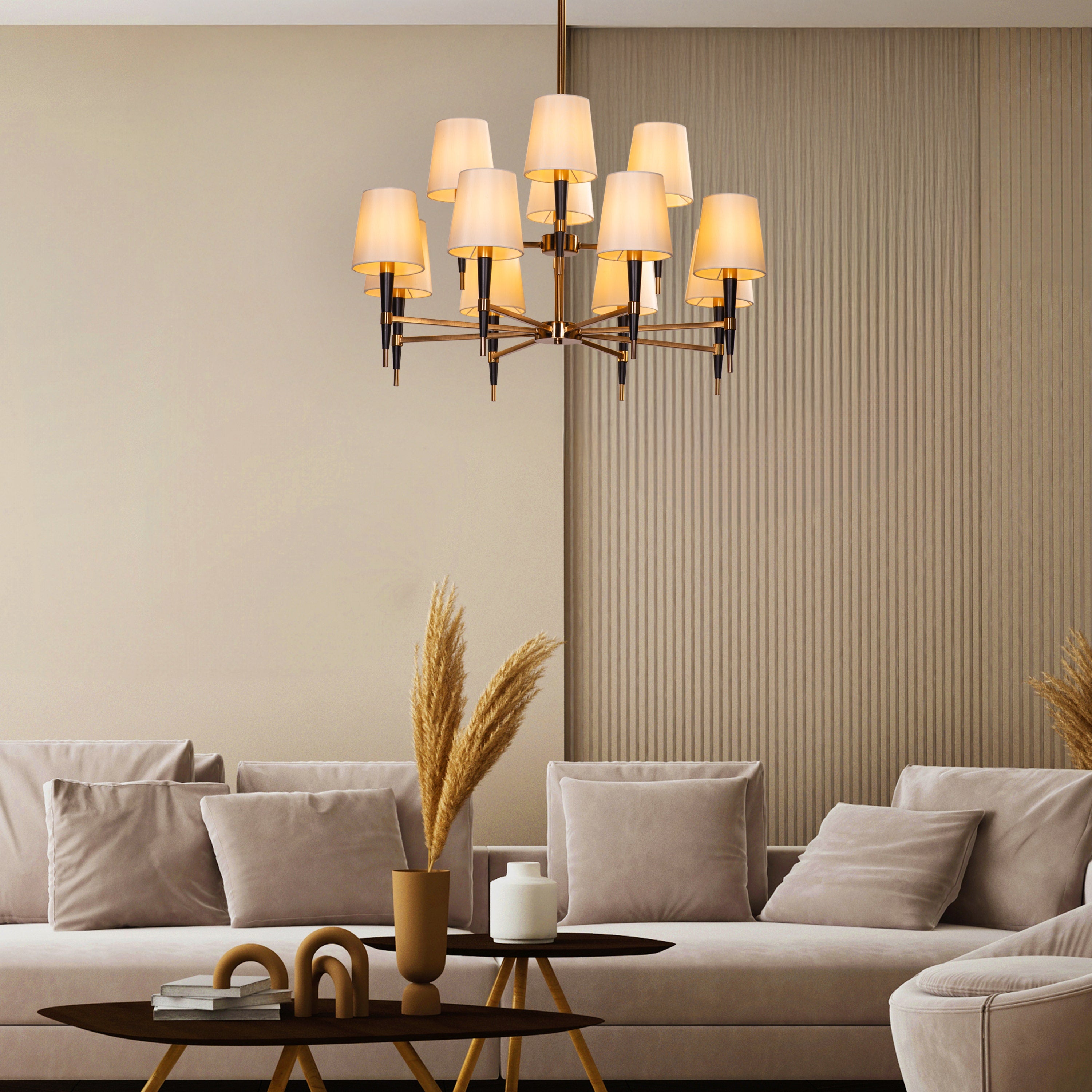 See The Unseen (Black, Gold) Fabric Chandelier