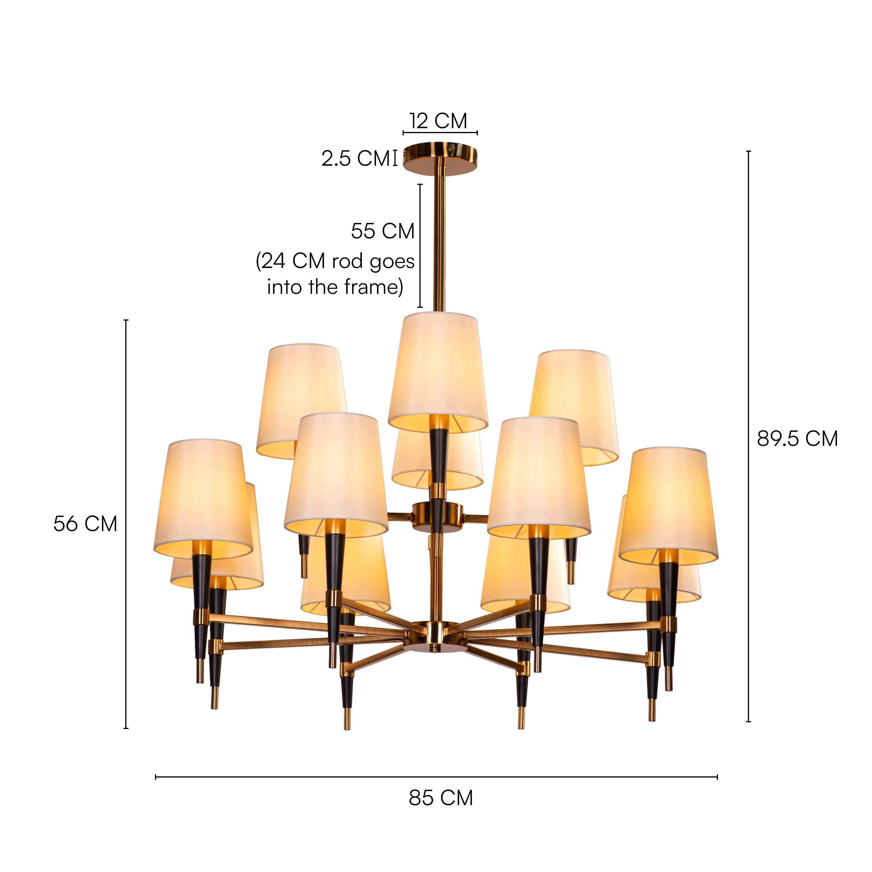 See The Unseen (Black, Gold) Fabric Chandelier