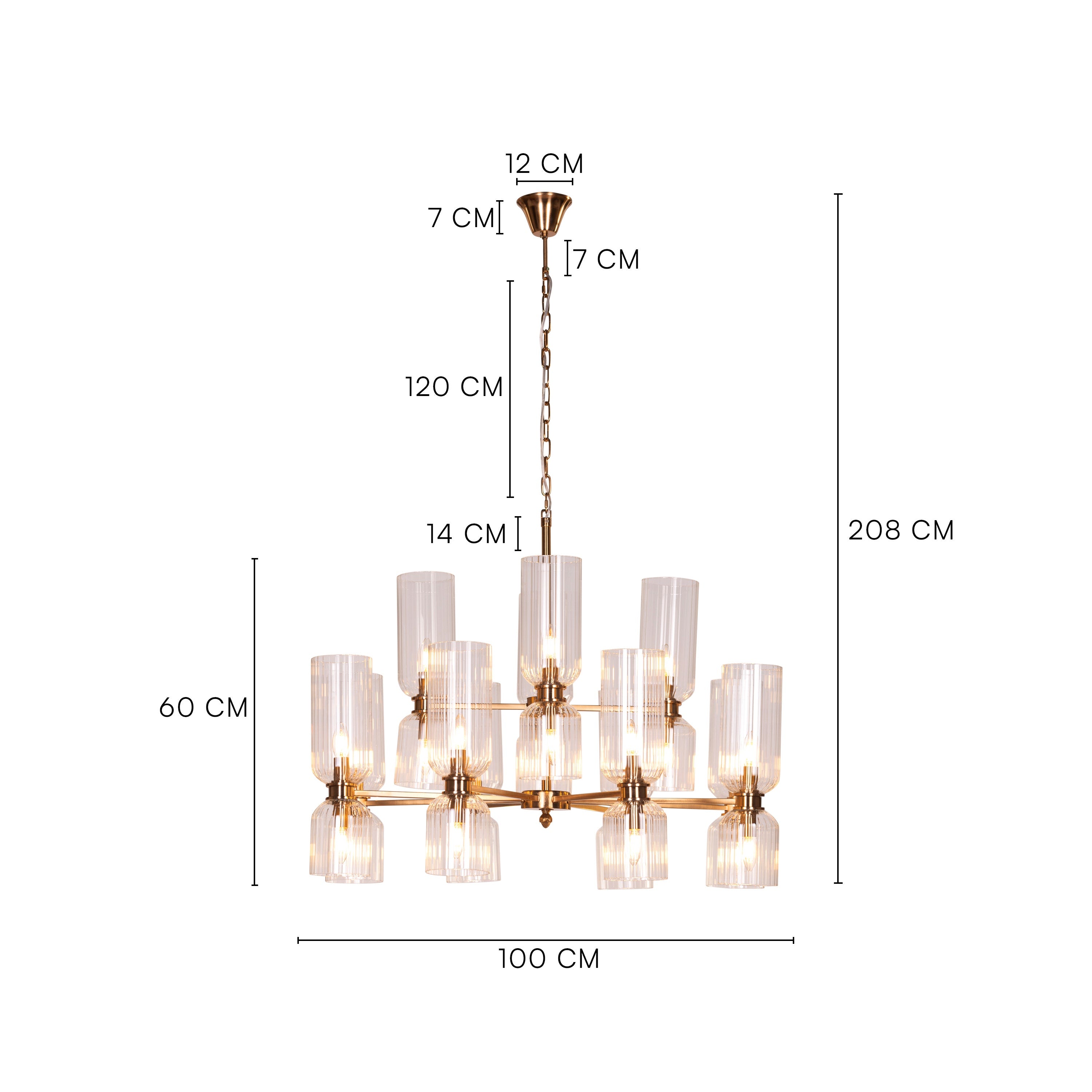 One Last Dance (Gold) Textured Glass Chandelier