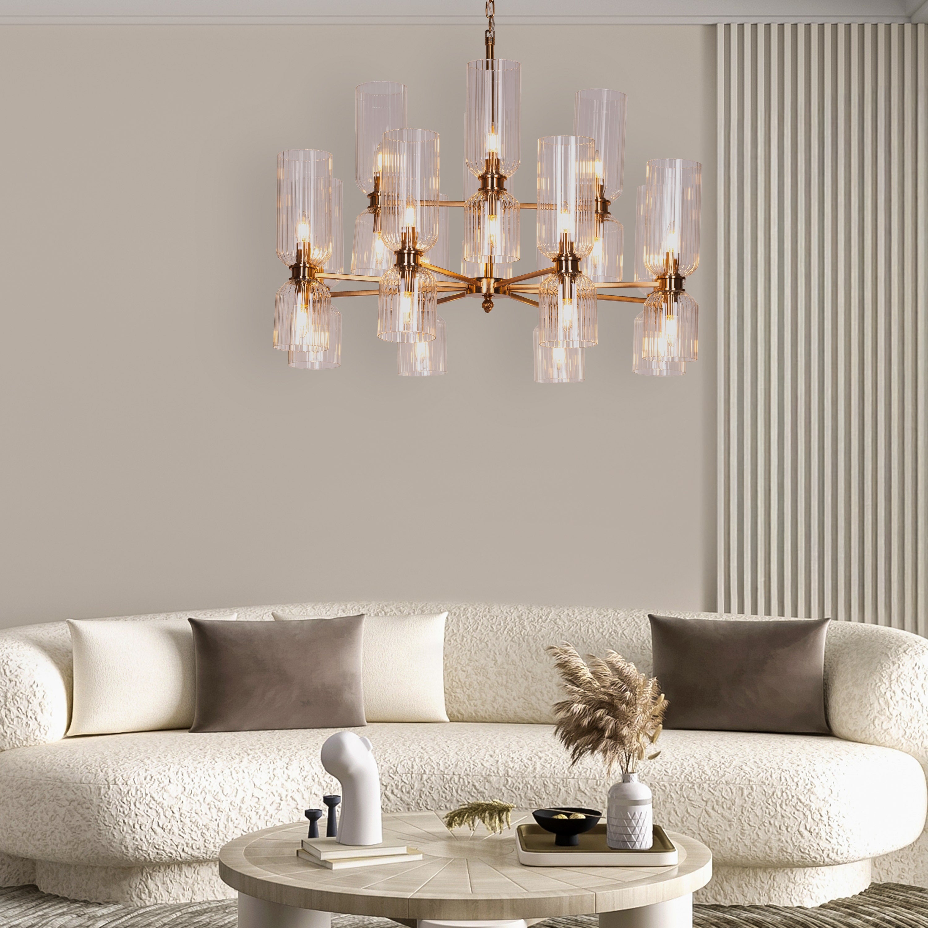 One Last Dance (Gold) Textured Glass Chandelier