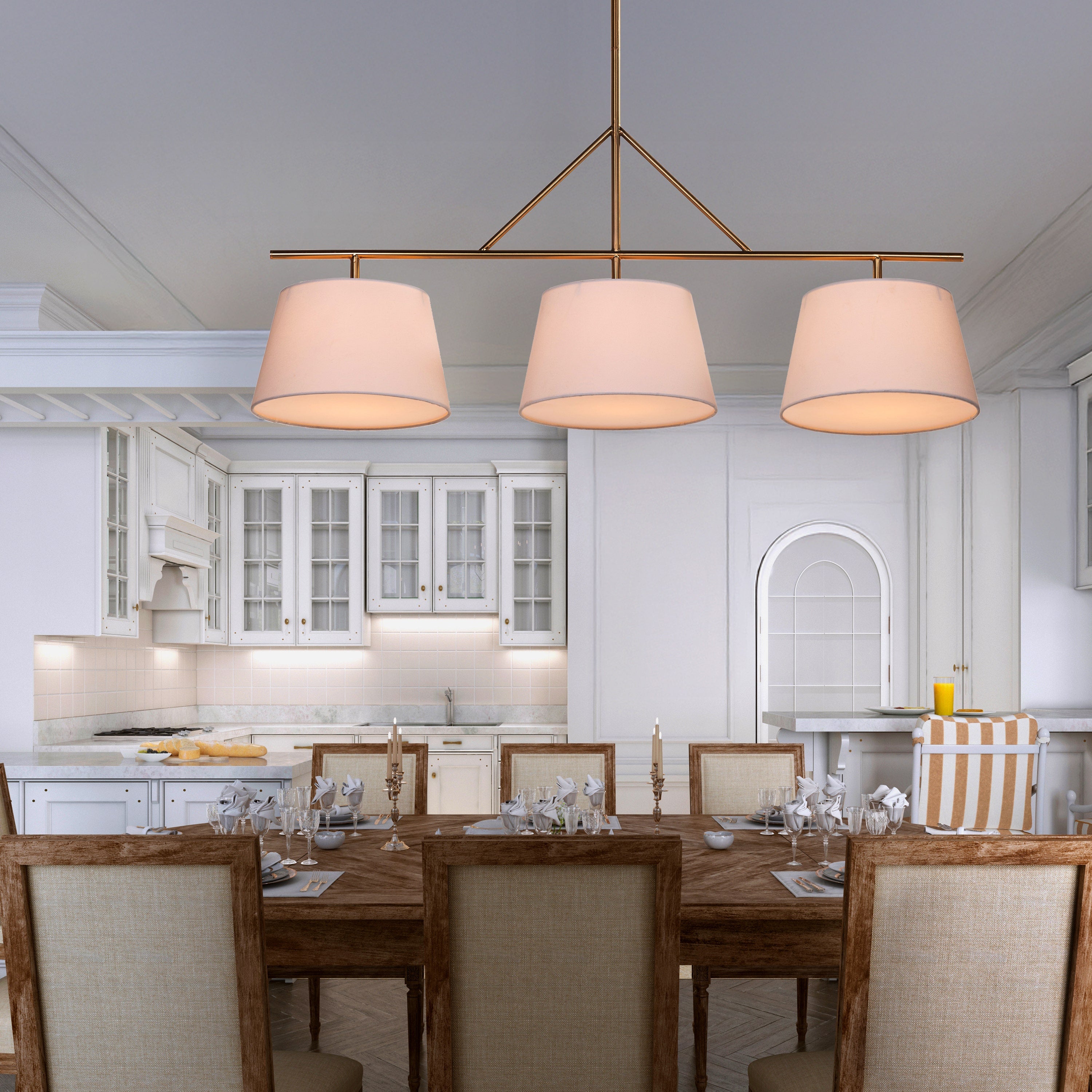 Swiss Bliss (Gold, Off-White) Fabric Chandelier