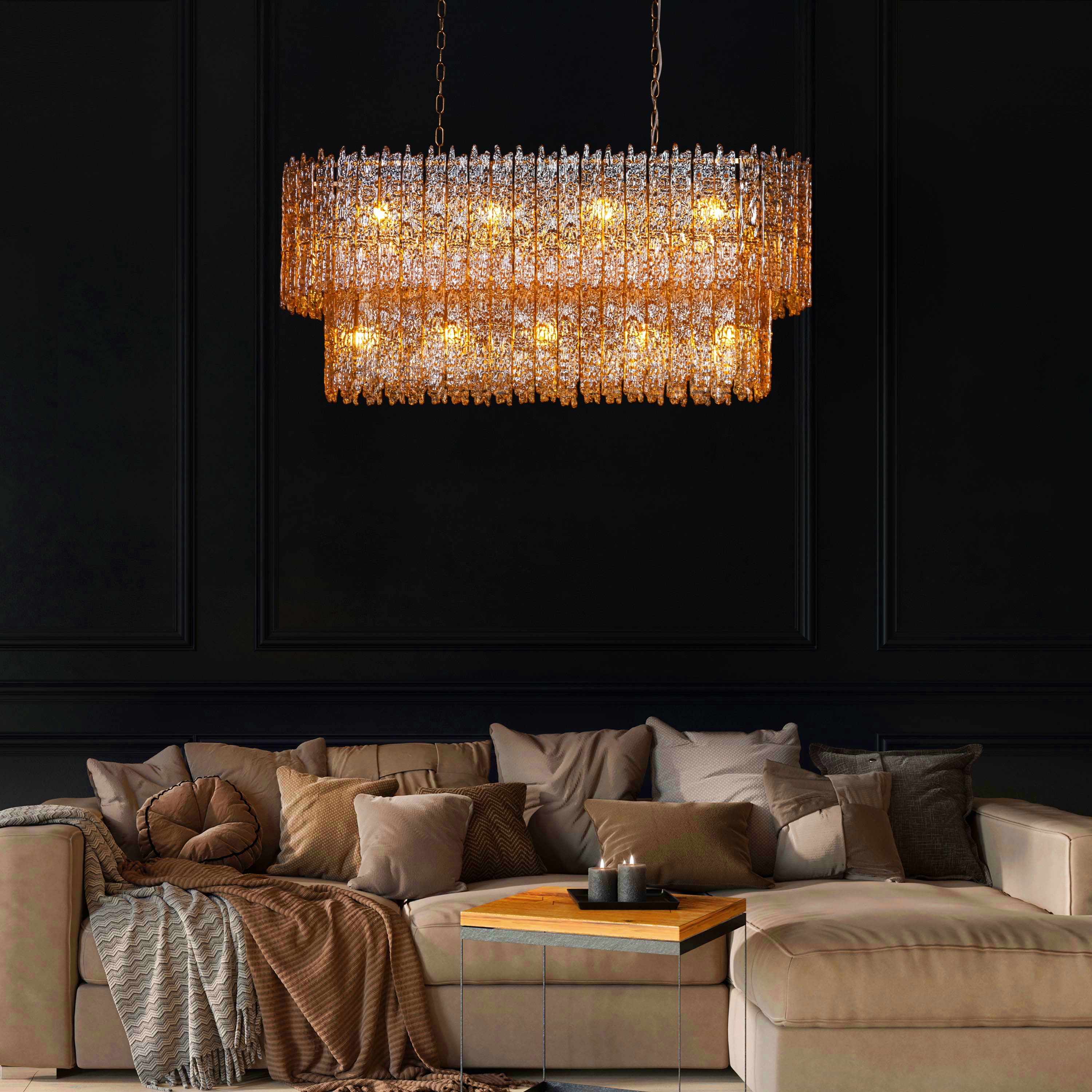 Sweeping Changes (Gold, Oval, Molten Wax-Styled) Crystal Chandelier