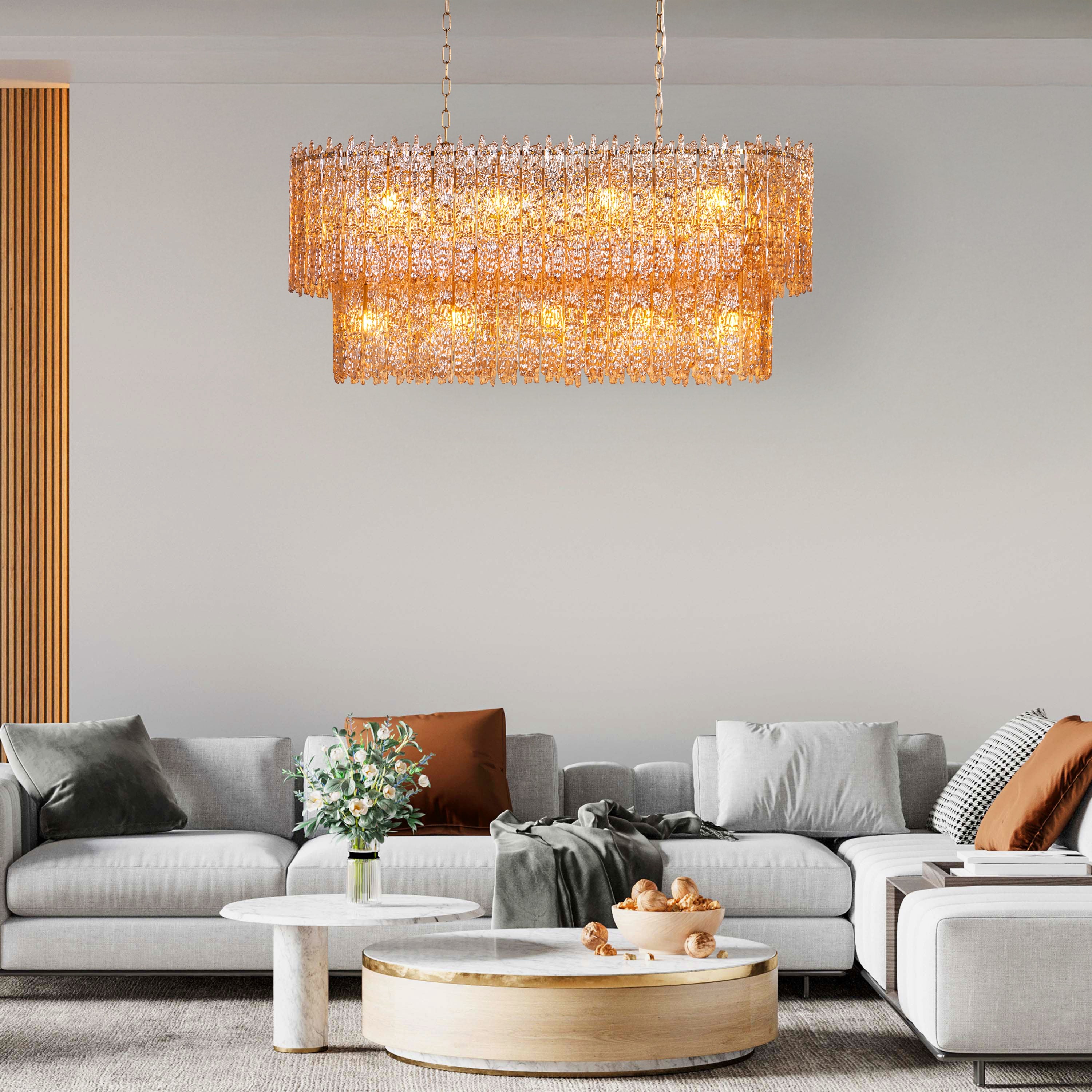 Sweeping Changes (Gold, Oval, Molten Wax-Styled) Crystal Chandelier