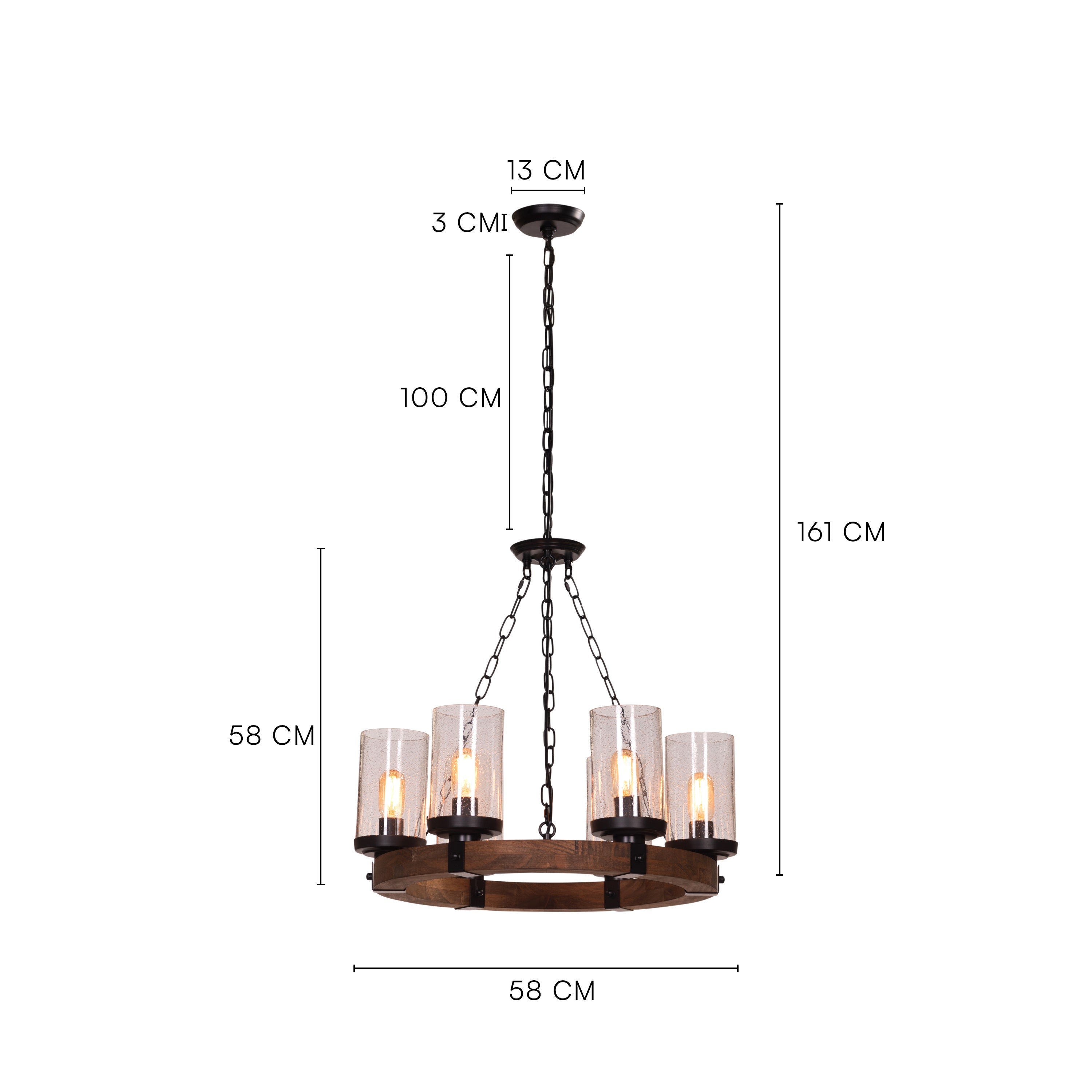 Rules Of The Game (Black) Clear Glass Chandelier