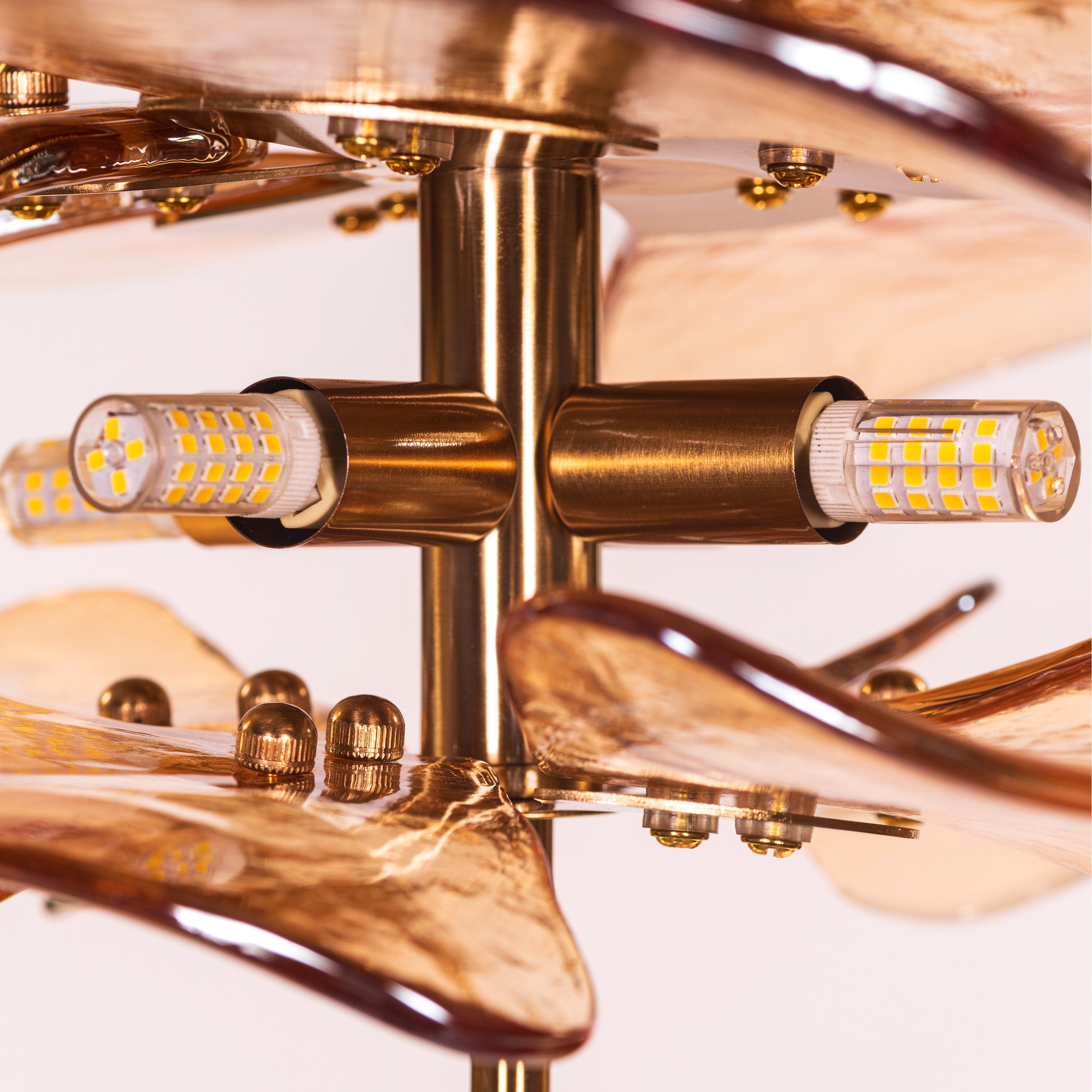 Luminous Lotus (Gold, Amber) Tinted Glass Pendant Light