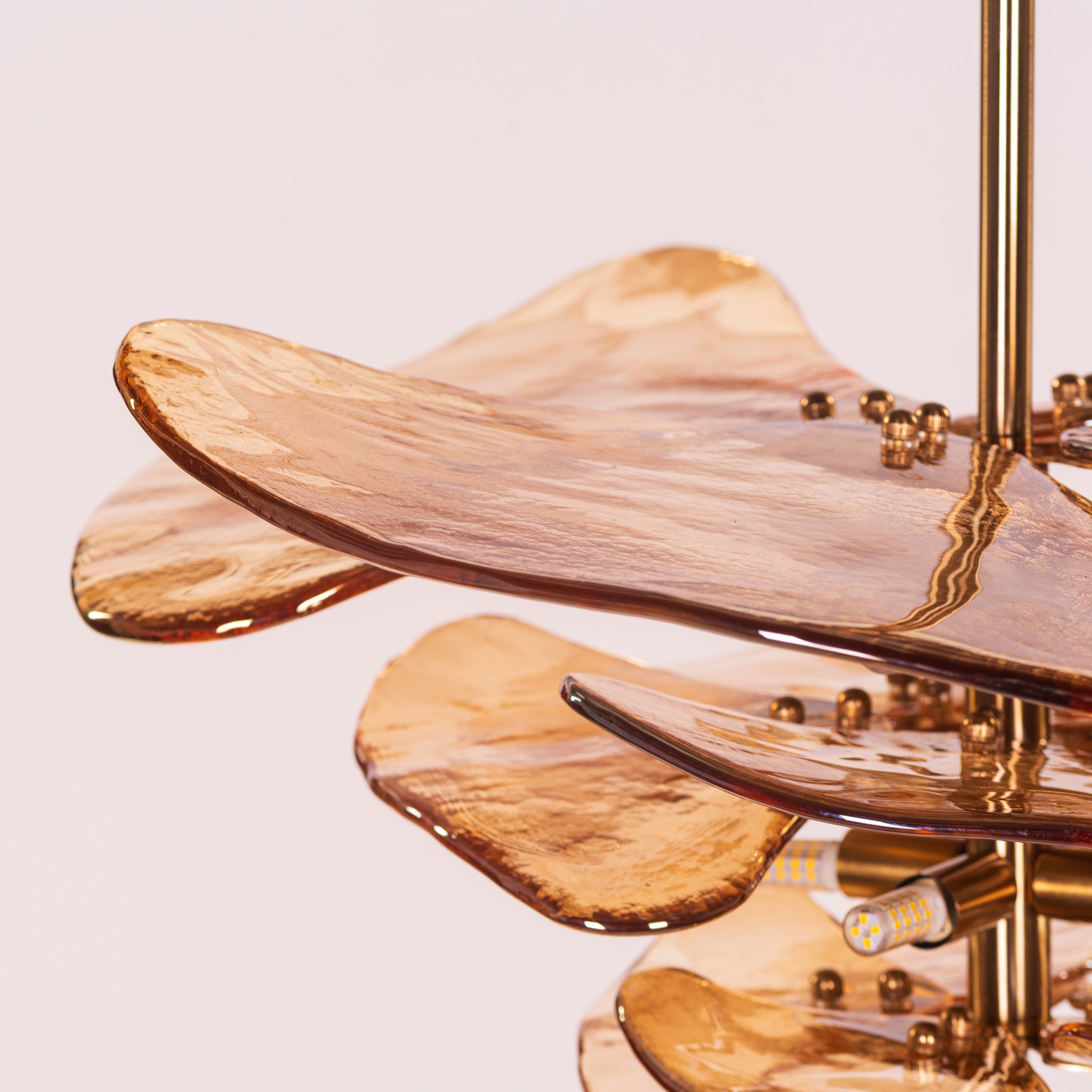 Luminous Lotus (Gold, Amber) Tinted Glass Pendant Light