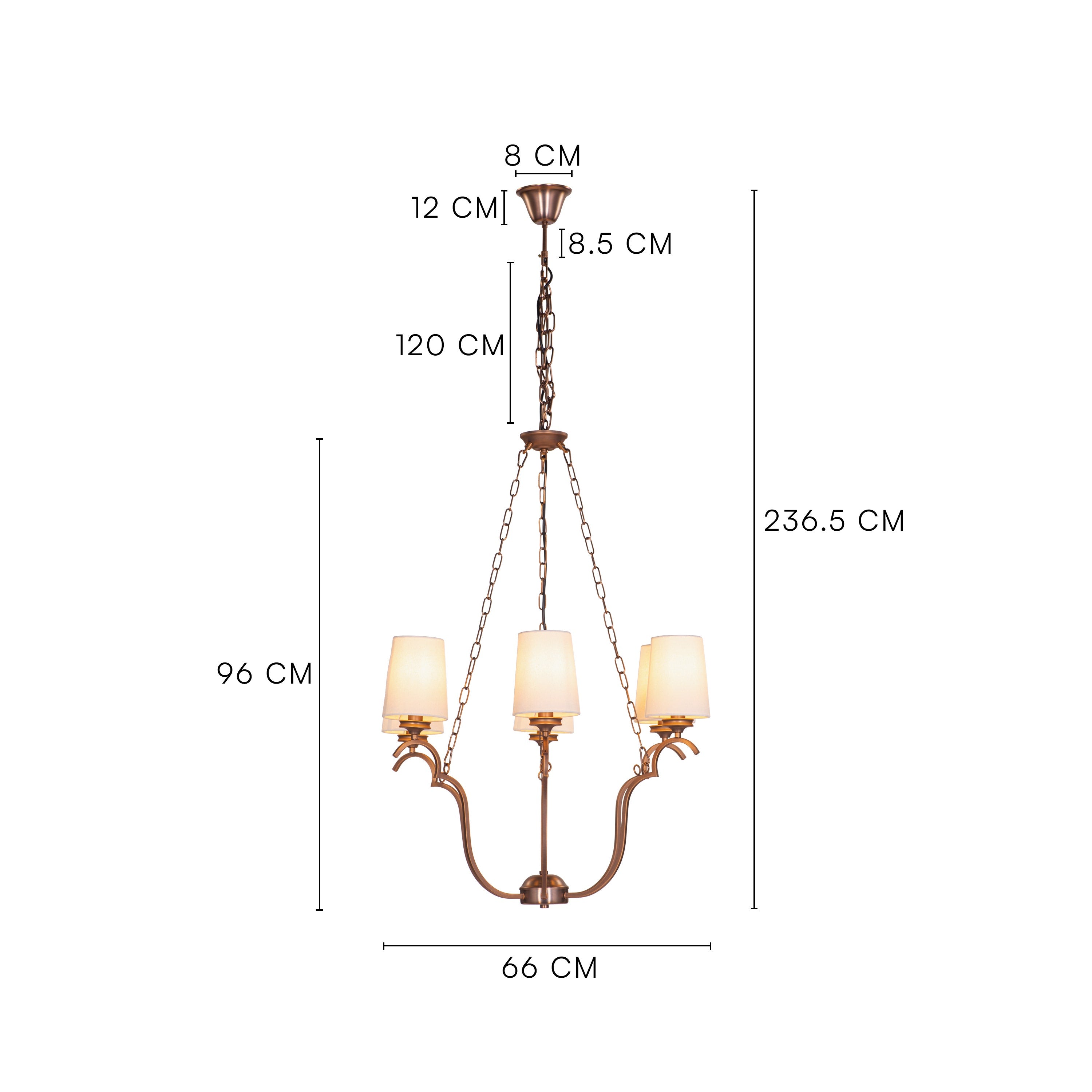 Gloriana (Bronze, White) Metal Chandelier