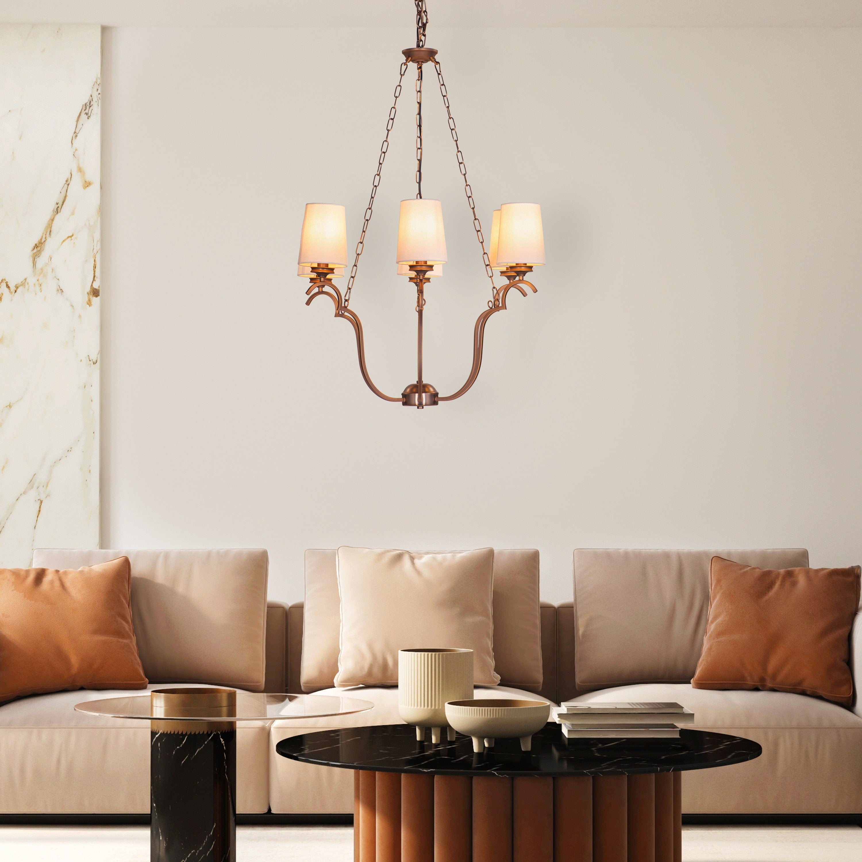 Gloriana (Bronze, White) Metal Chandelier