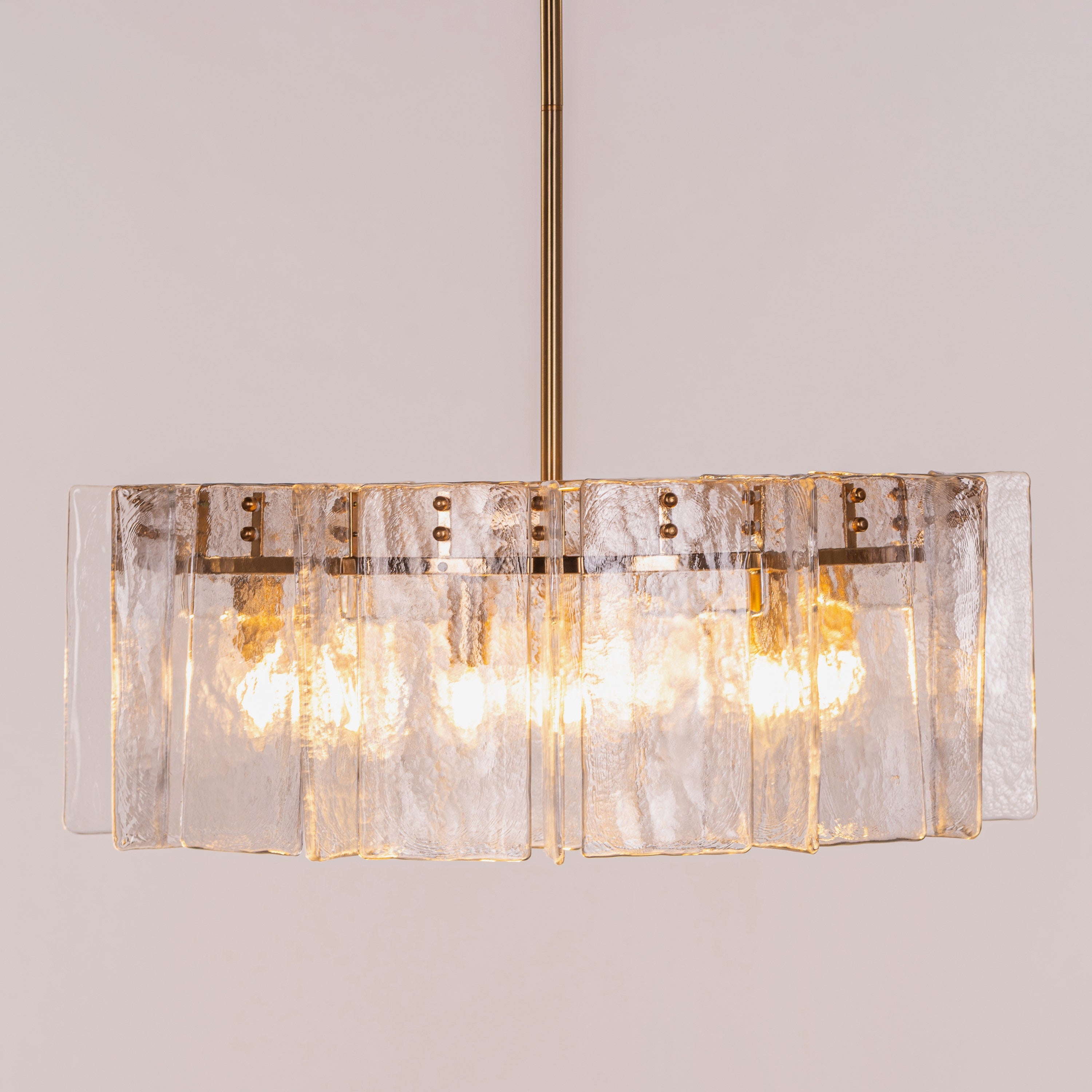 Rose Rhapsody (Gold) Textured Glass Round Chandelier