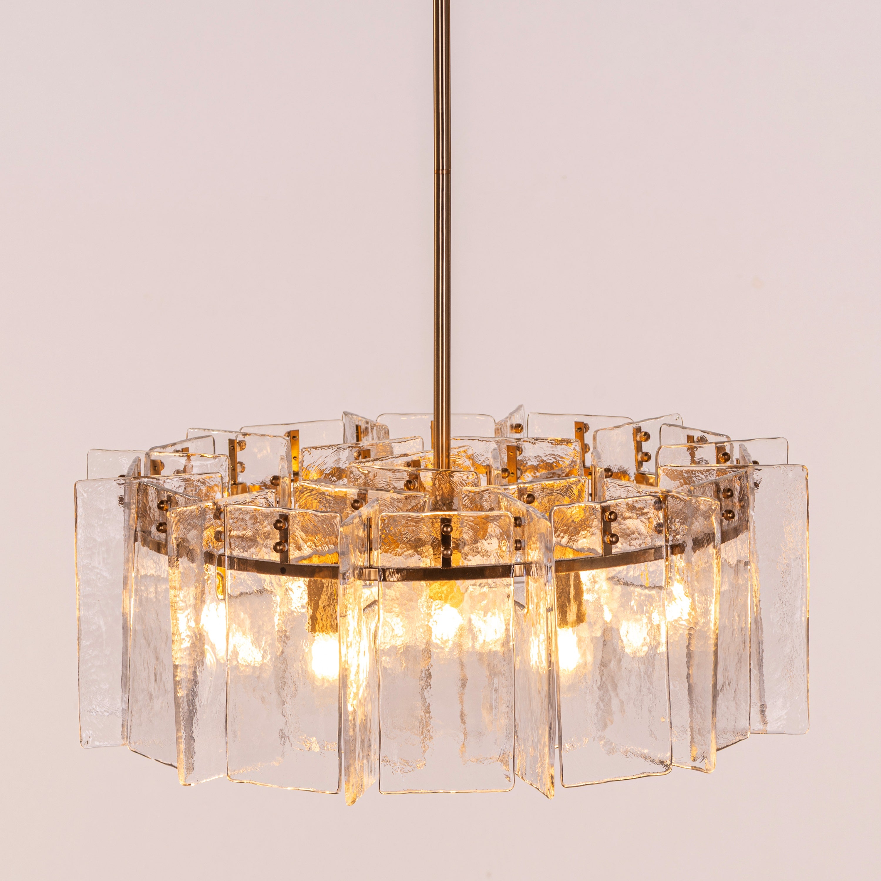 Rose Rhapsody (Gold) Textured Glass Round Chandelier