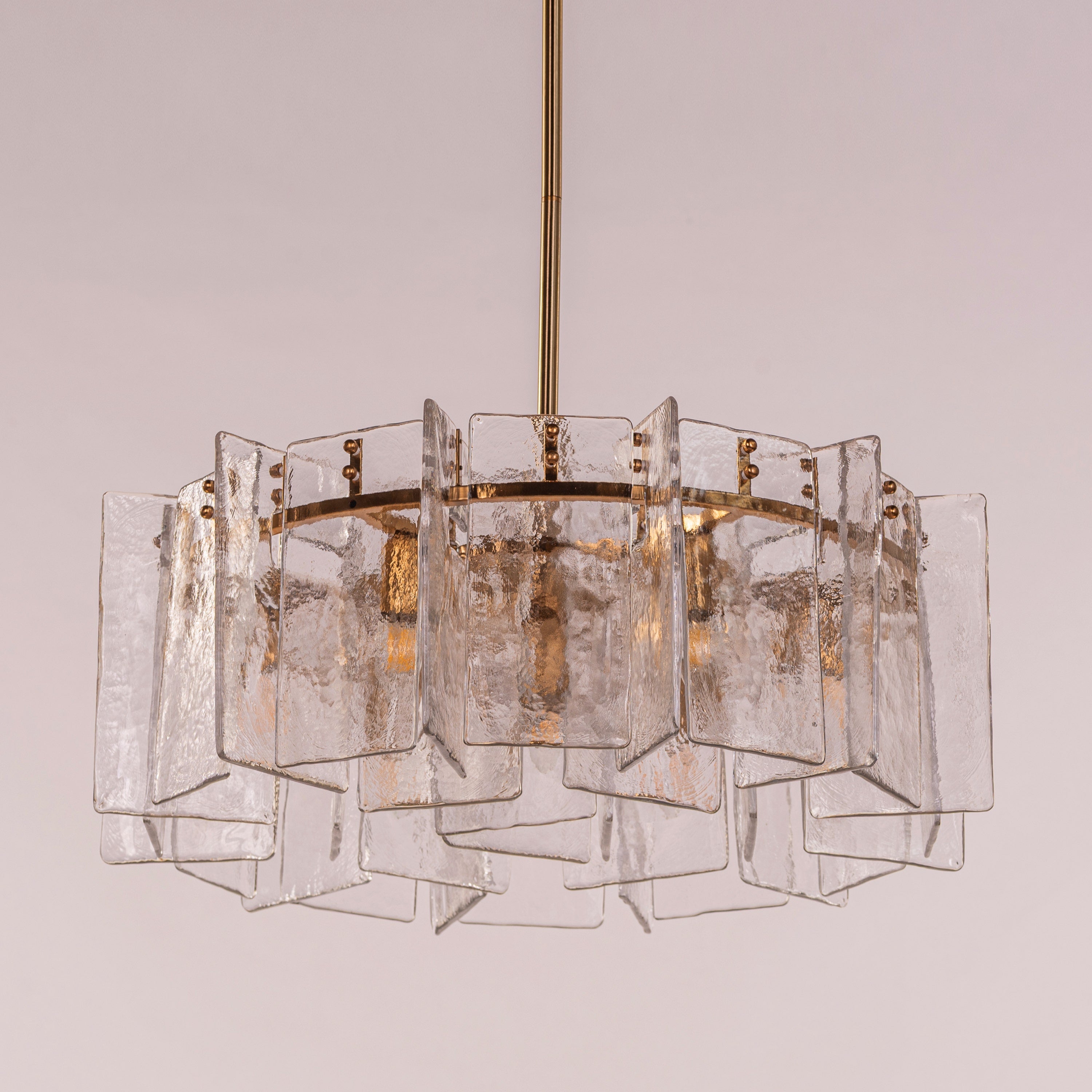 Rose Rhapsody (Gold) Textured Glass Round Chandelier