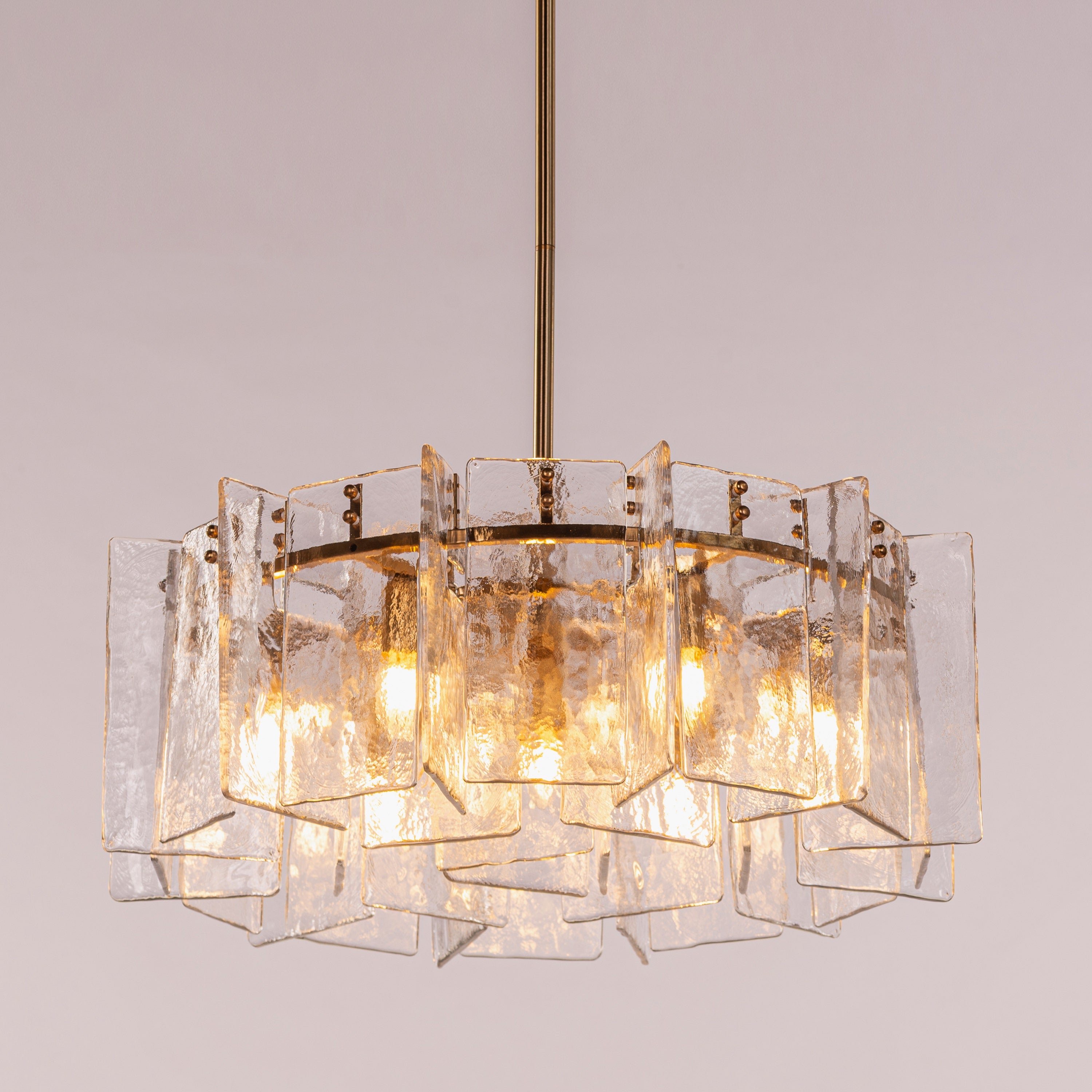 Rose Rhapsody (Gold) Textured Glass Round Chandelier