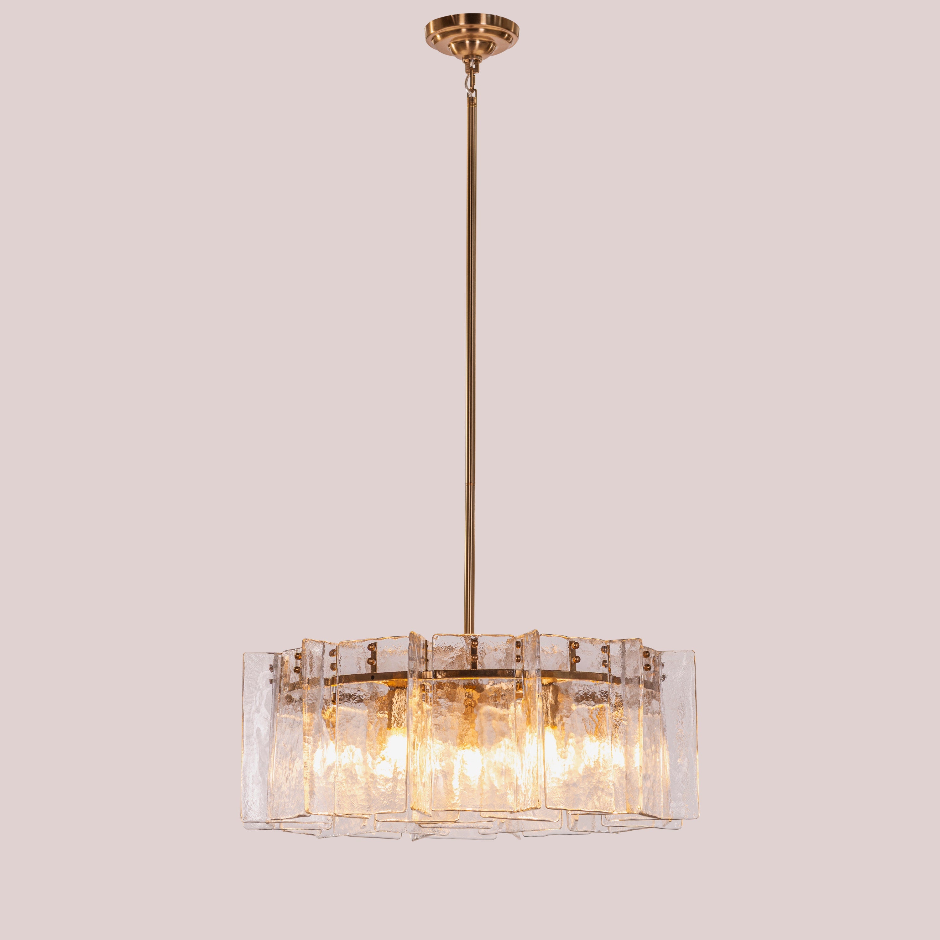 Rose Rhapsody (Gold) Textured Glass Round Chandelier