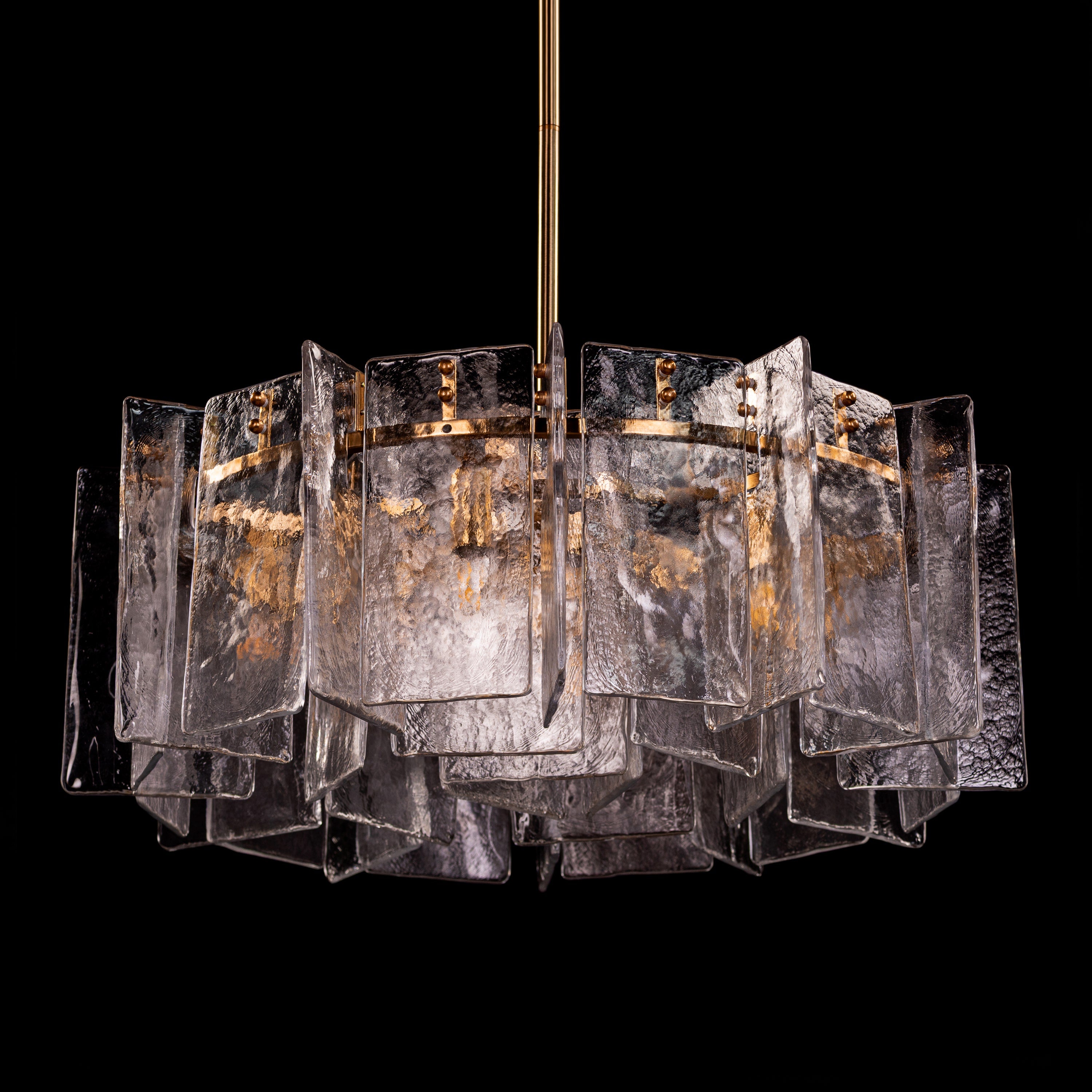 Rose Rhapsody (Gold) Textured Glass Round Chandelier
