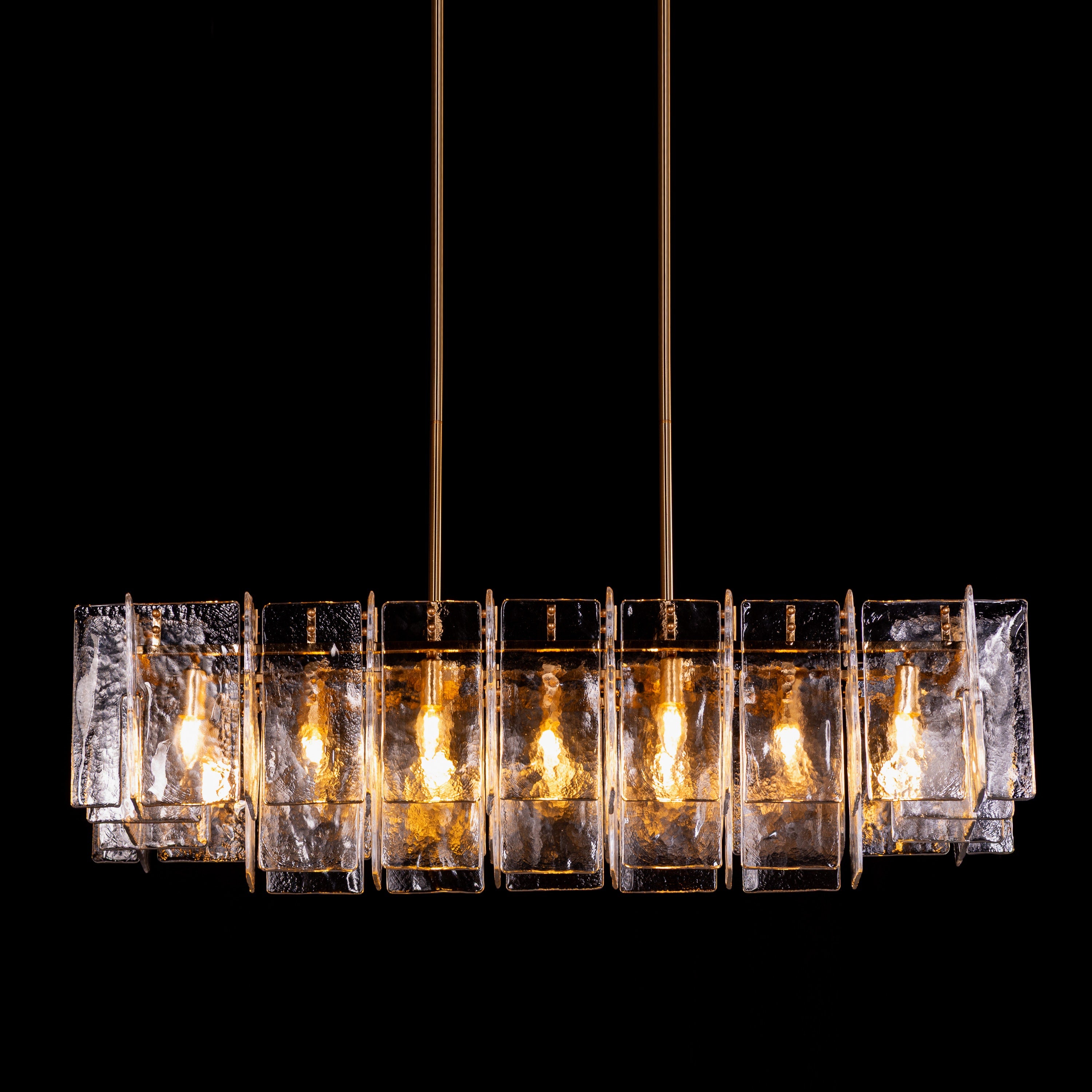 Rose Rhapsody (Gold) Textured Glass Rectangular Chandelier