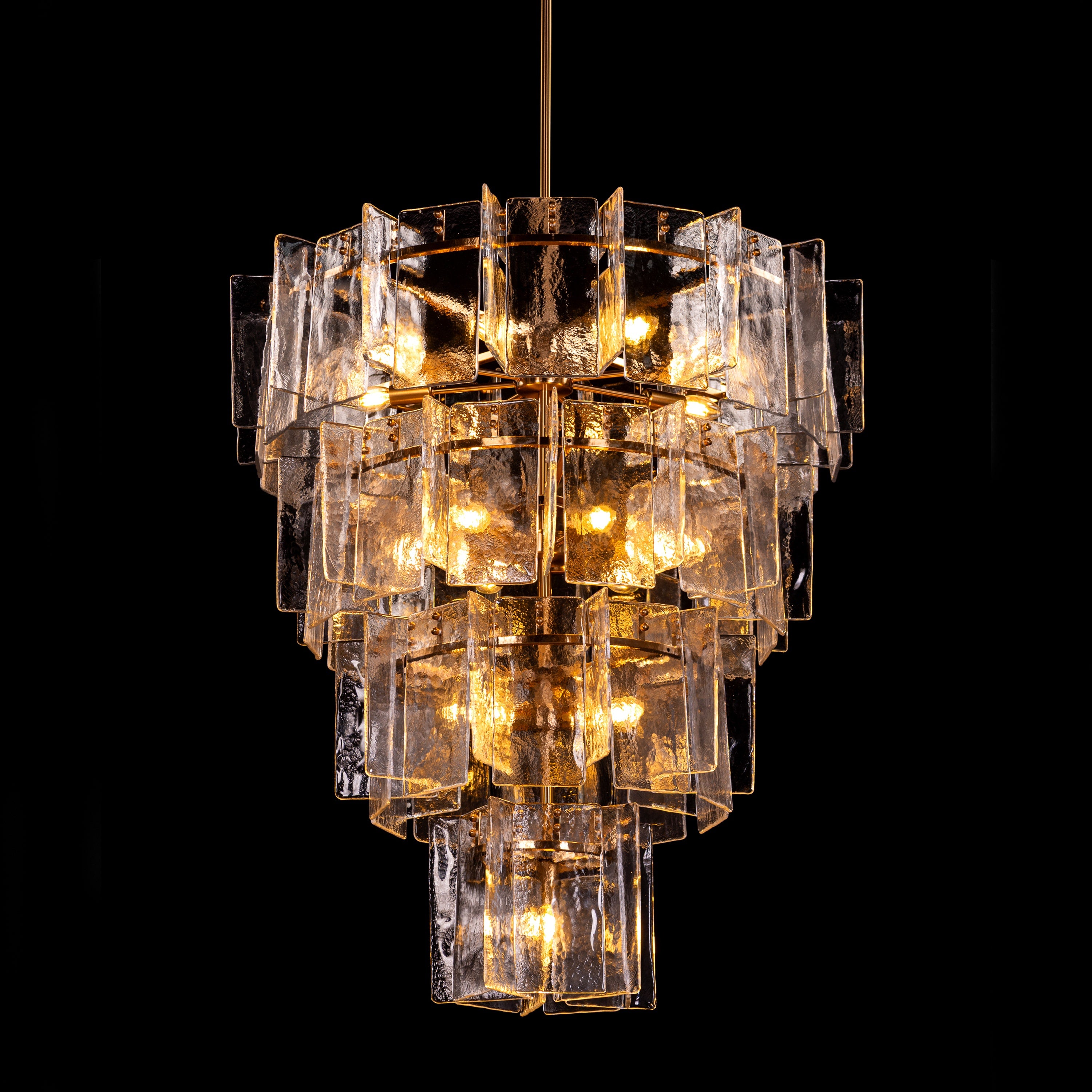 Rose Rhapsody (Gold) Textured Glass Double Height Chandelier