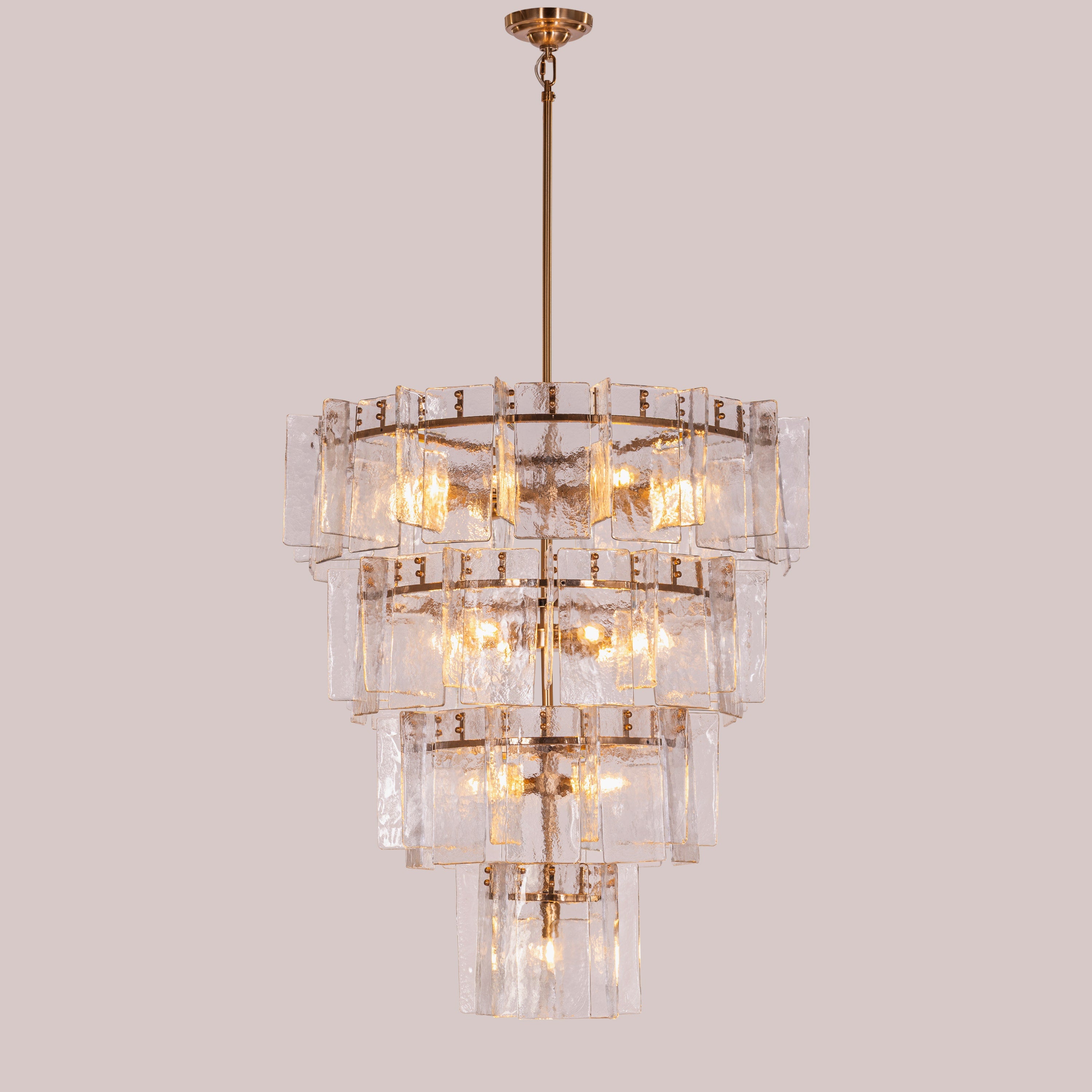 Rose Rhapsody (Gold) Textured Glass Double Height Chandelier