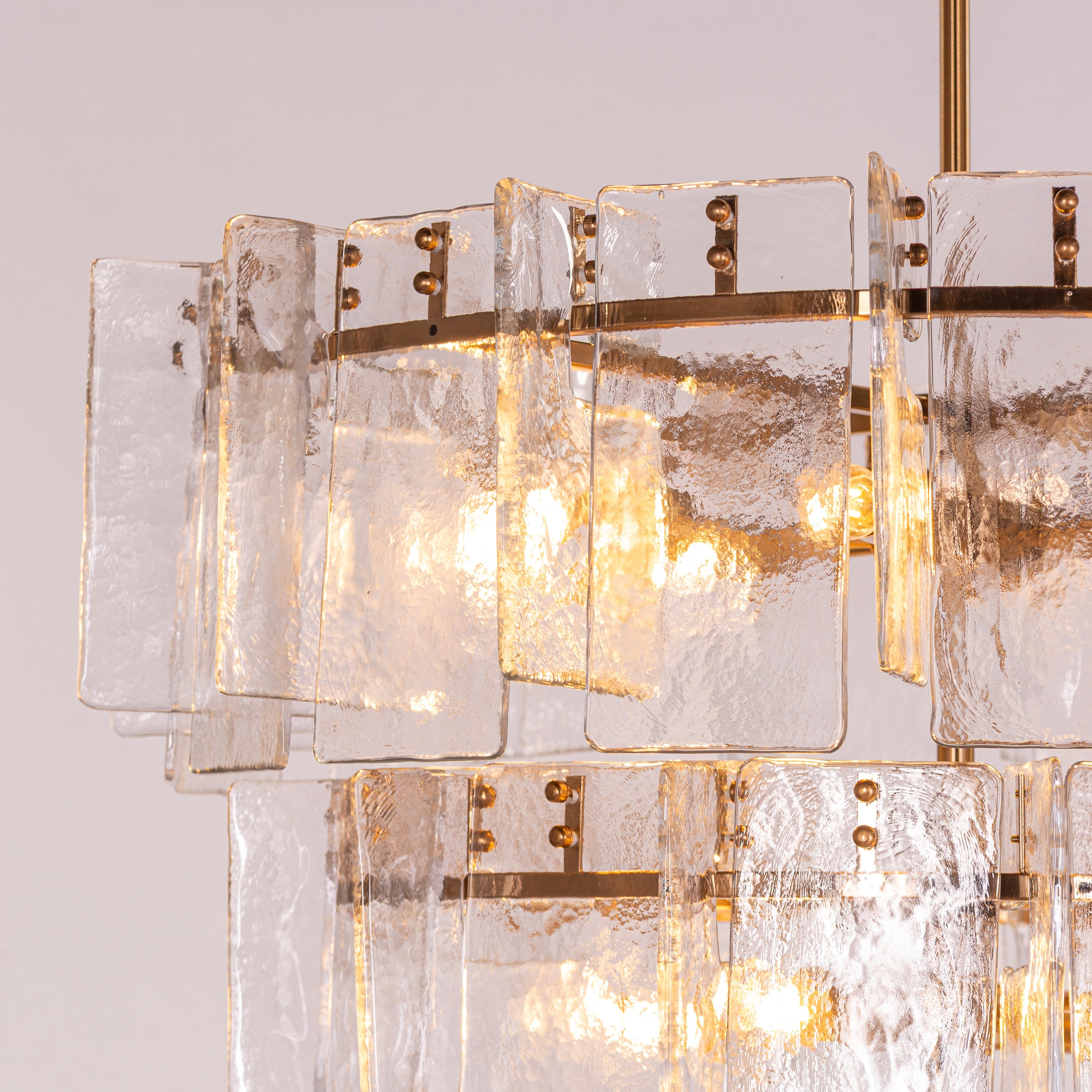 Rose Rhapsody (Gold) Textured Glass Double Height Chandelier