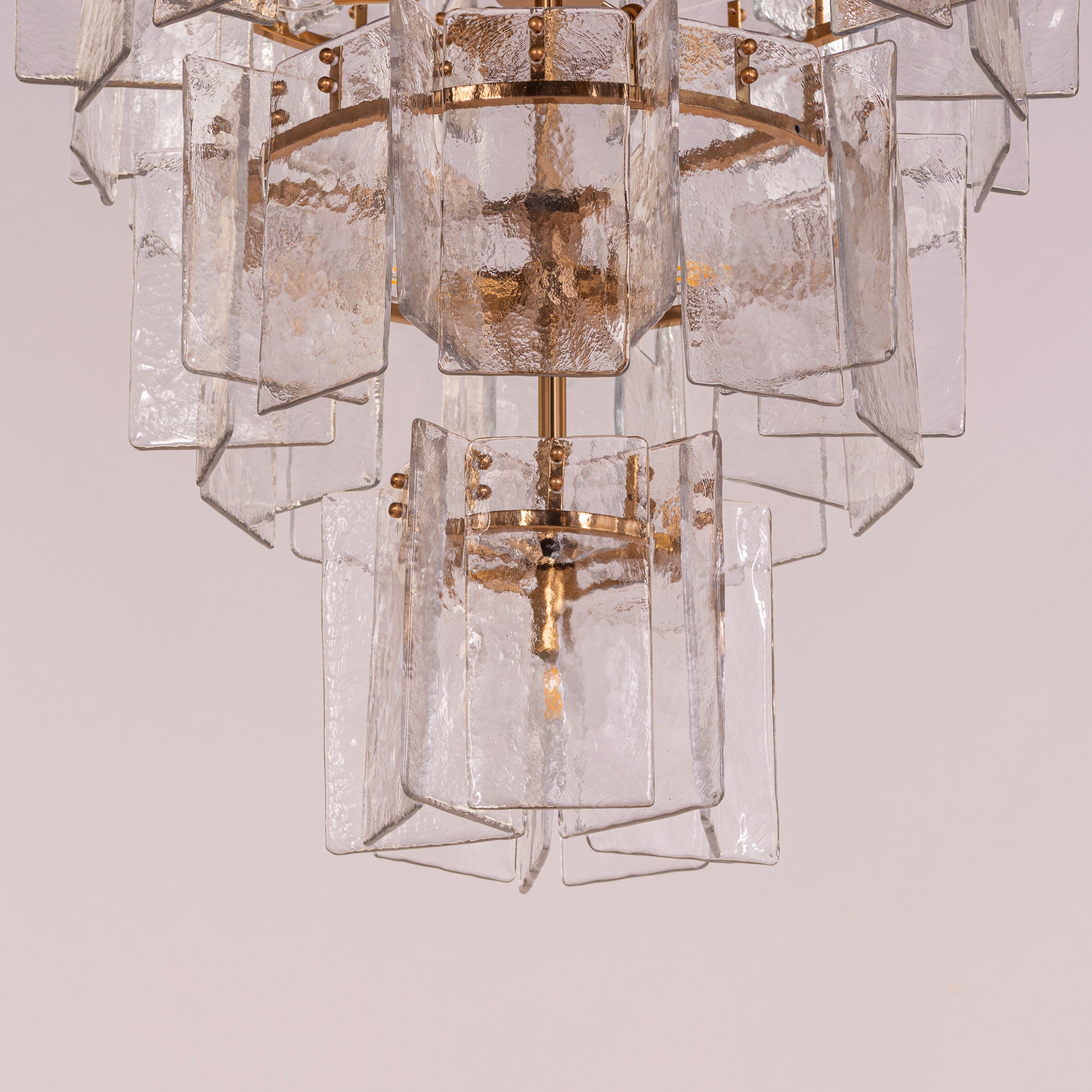 Rose Rhapsody (Gold) Textured Glass Double Height Chandelier