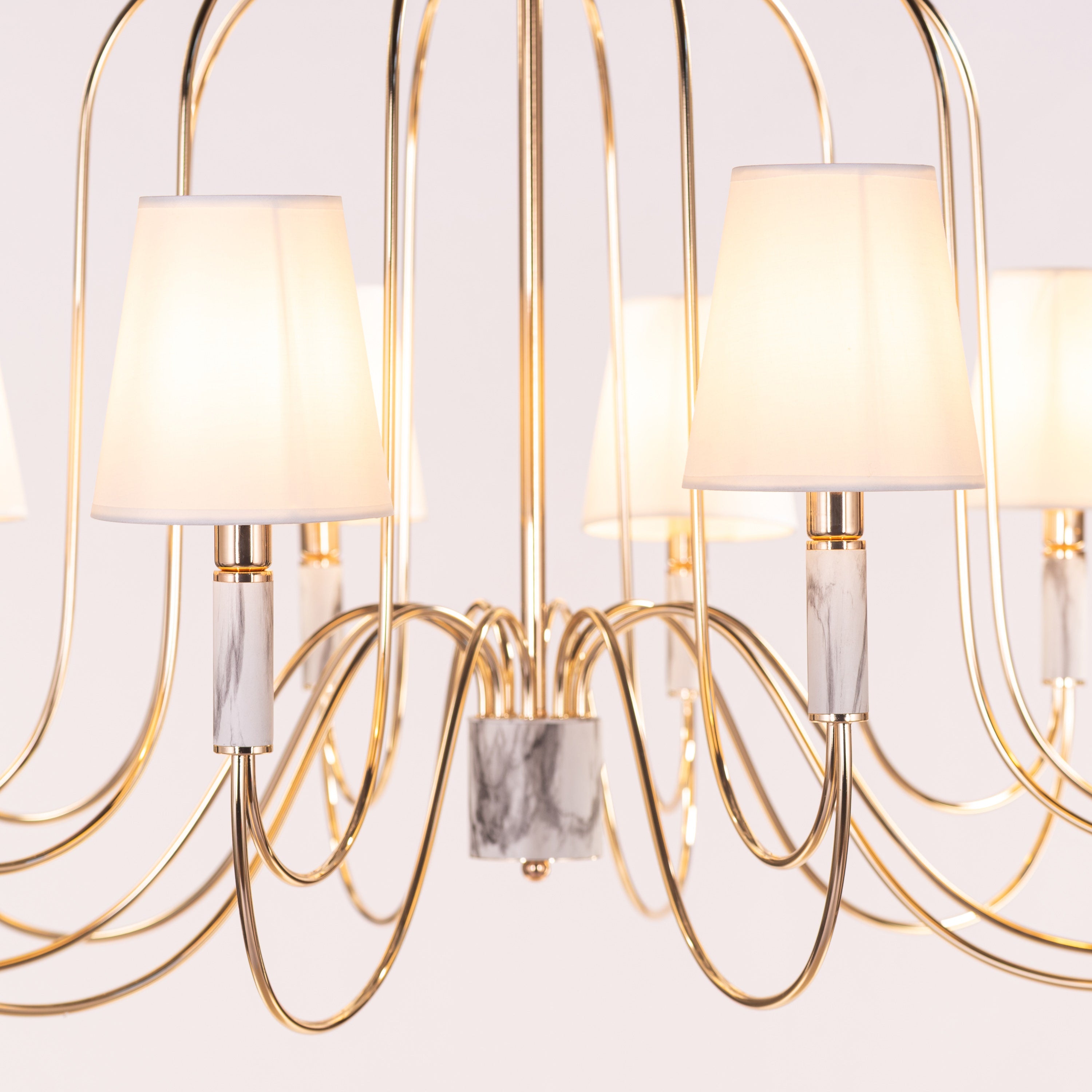 Aurora Bloom (Gold, White) Fabric Chandelier