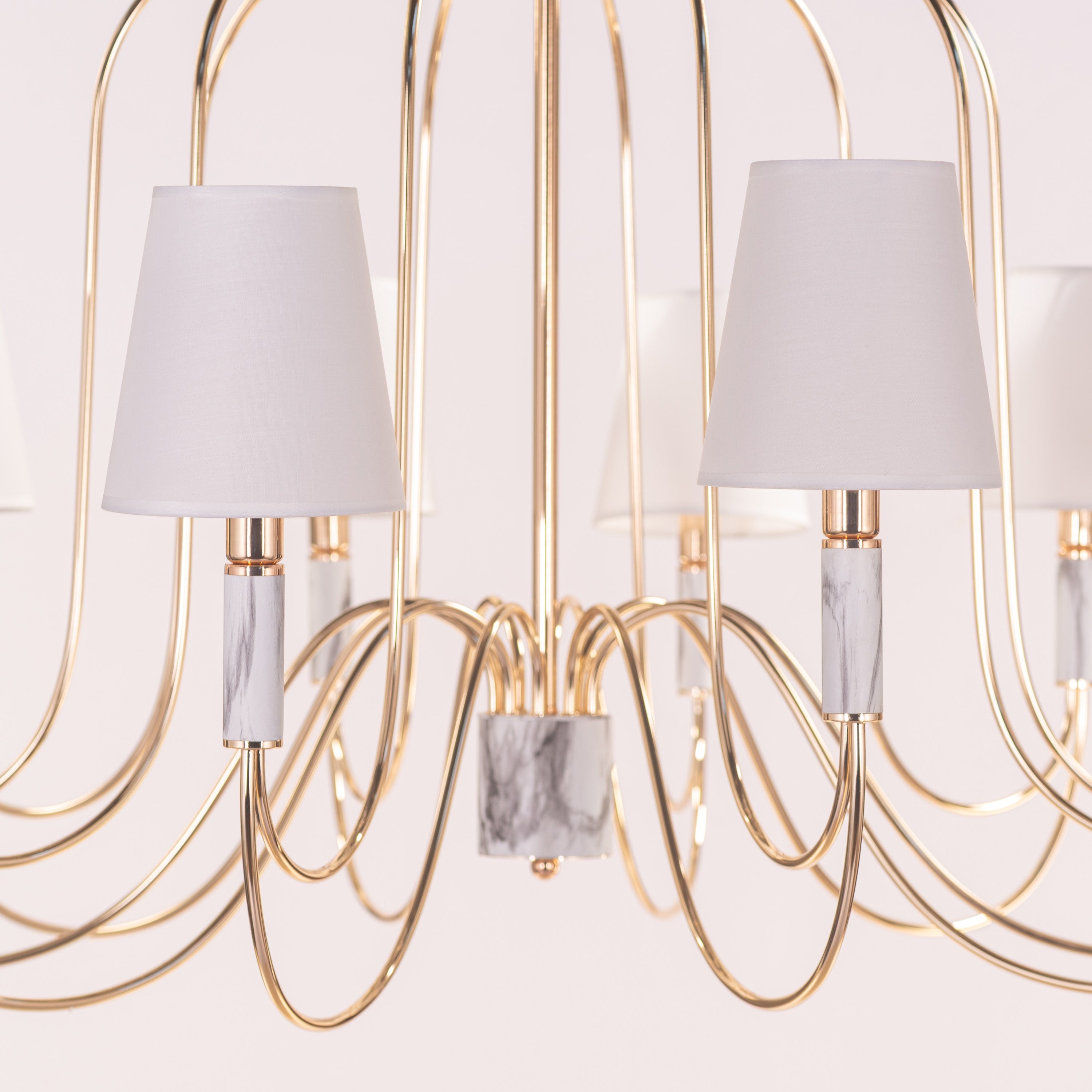 Aurora Bloom (Gold, White) Fabric Chandelier