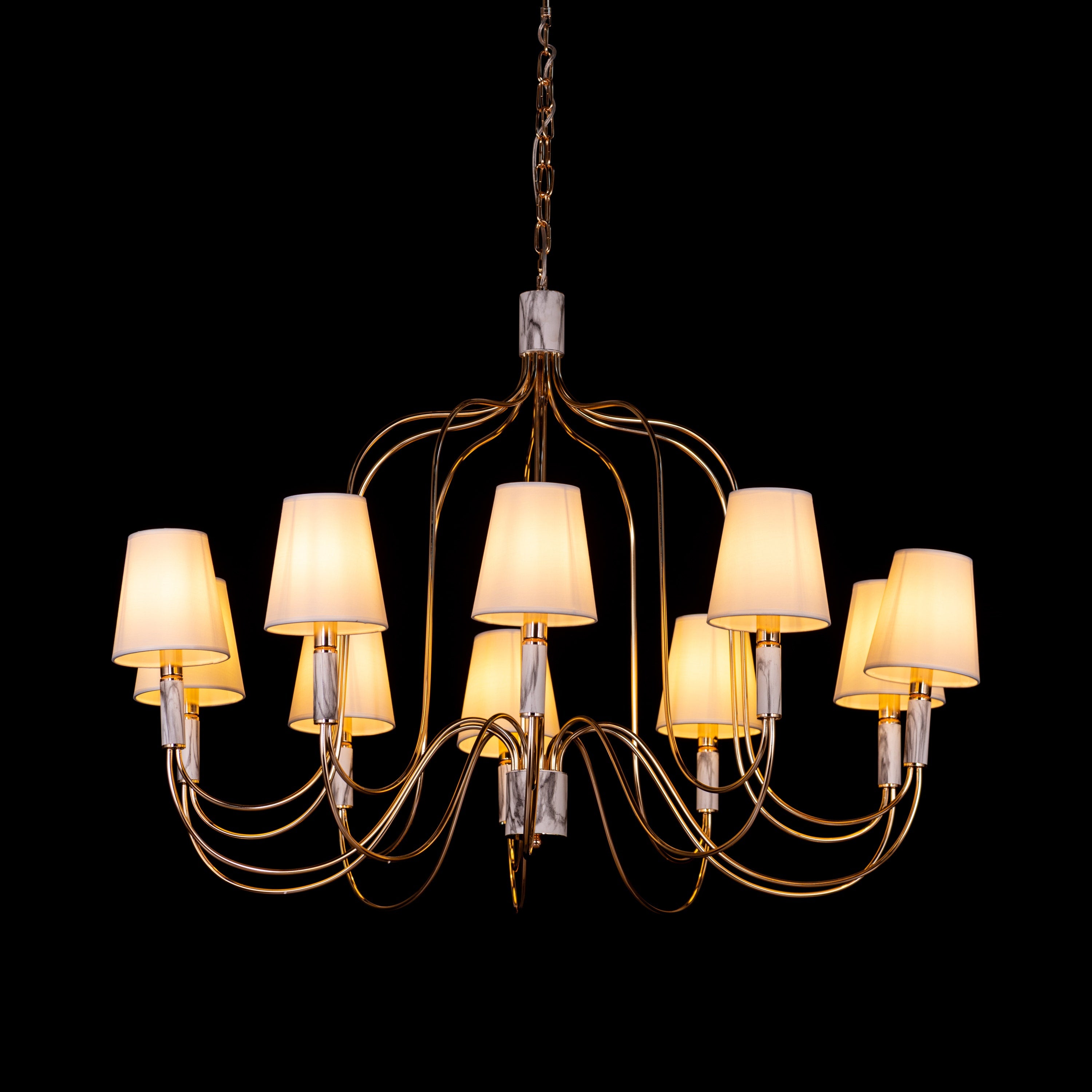 Aurora Bloom (Gold, White) Fabric Chandelier