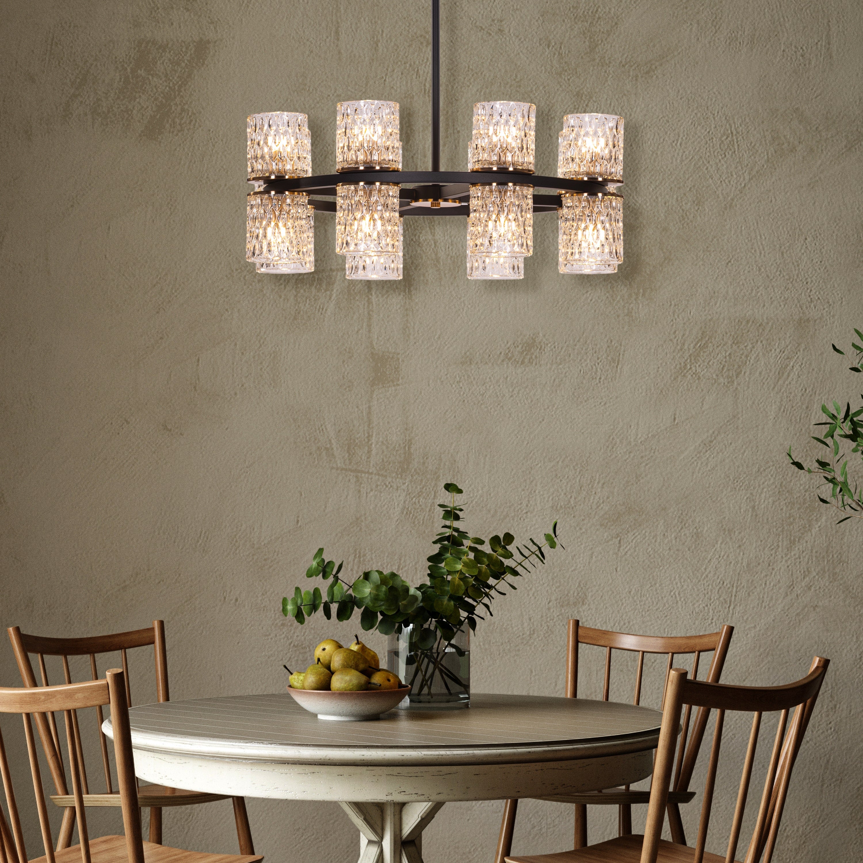 Crystal Apparition (Black) Textured Glass Chandelier