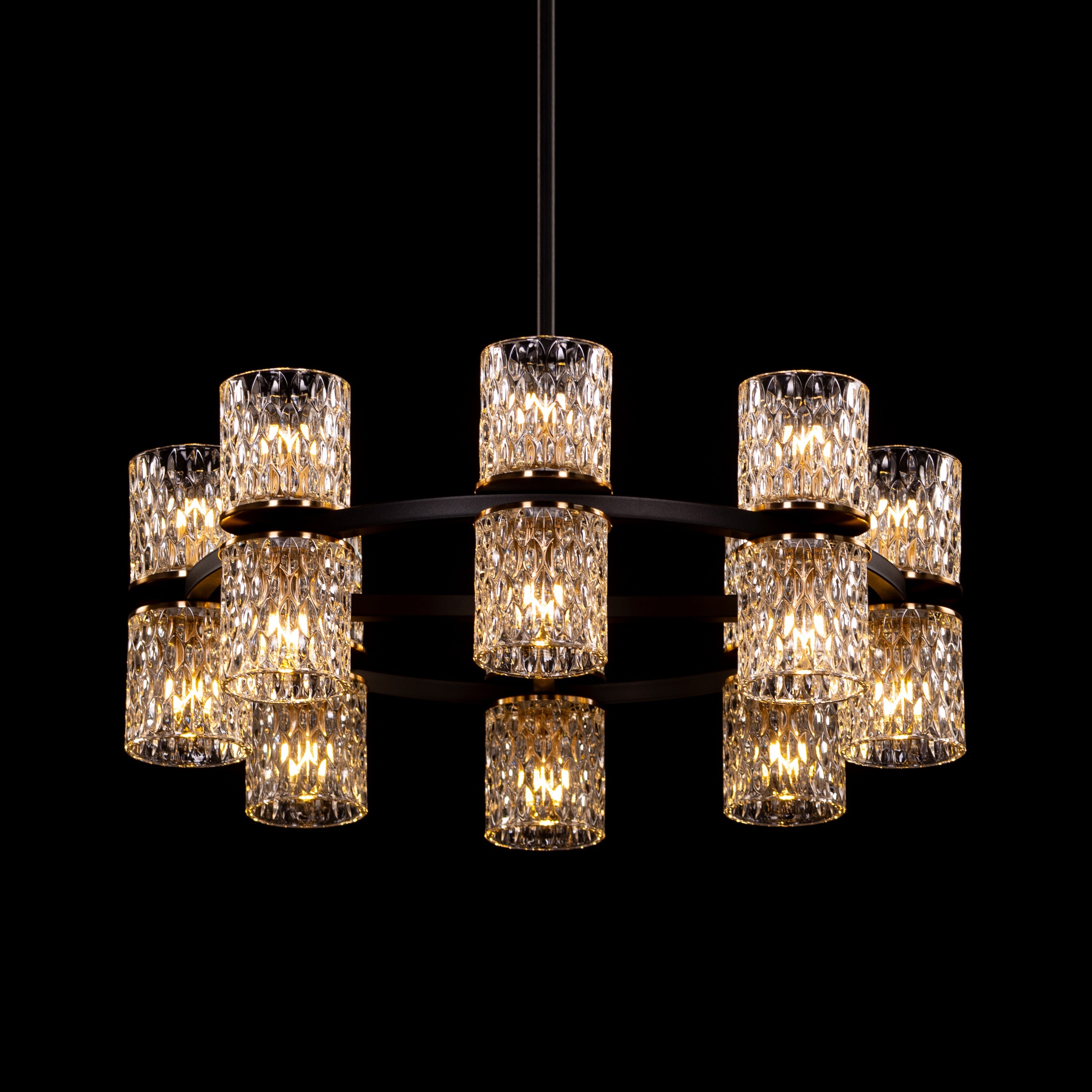 Crystal Apparition (Black) Textured Glass Chandelier